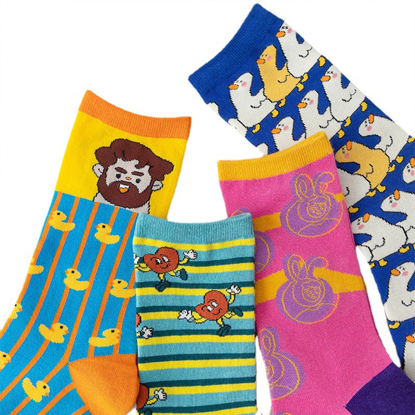 Anna-Kaci Women's Colorful Cotton Socks with Fun Cartoon Animal Patterns Breathable Soft