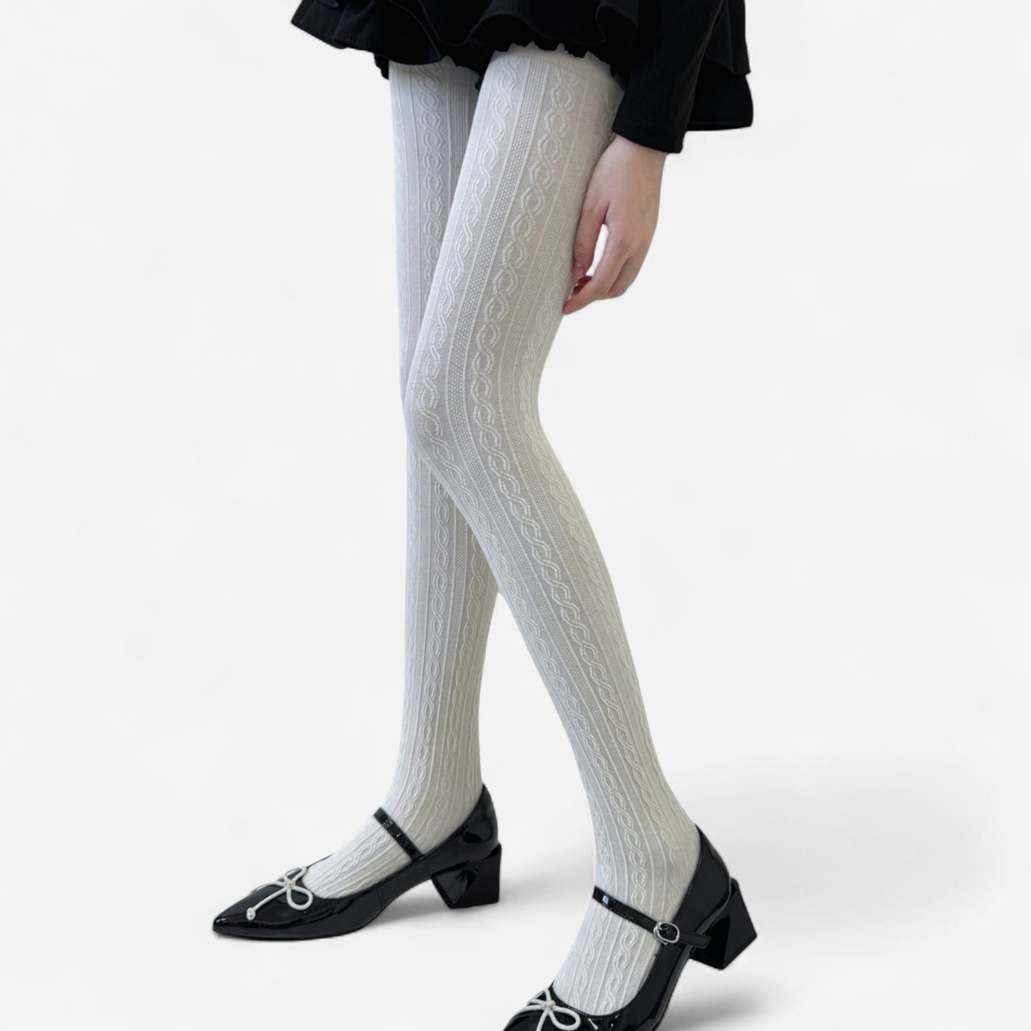 Anna-Kaci Women's Cable Knit Patterned Opaque Tights with Soft Stretch Fabric and Elastic Waistband