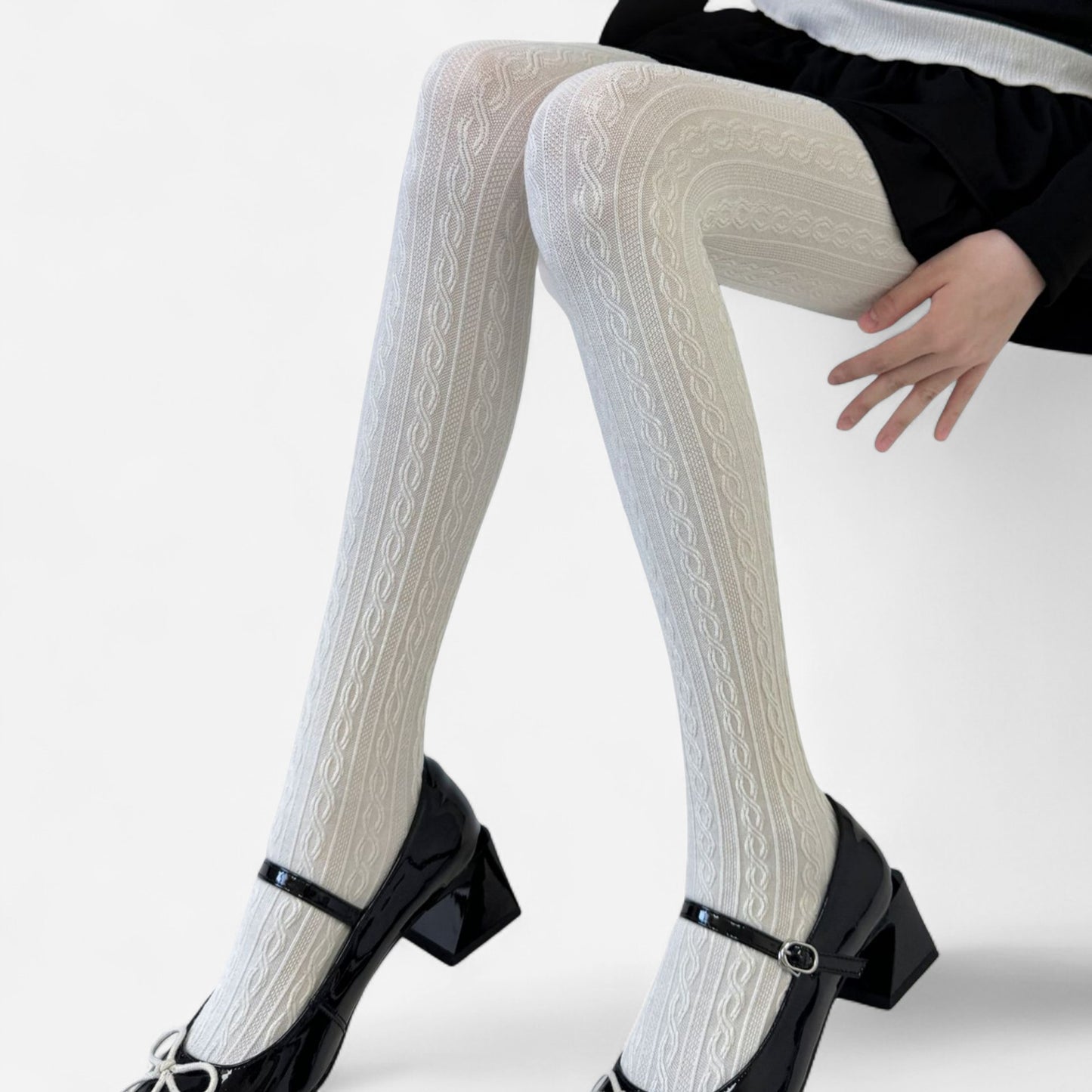 Anna-Kaci Women's Cable Knit Patterned Opaque Tights with Soft Stretch Fabric and Elastic Waistband