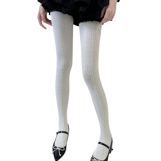 Anna-Kaci Women's Cable Knit Patterned Opaque Tights with Soft Stretch Fabric and Elastic Waistband