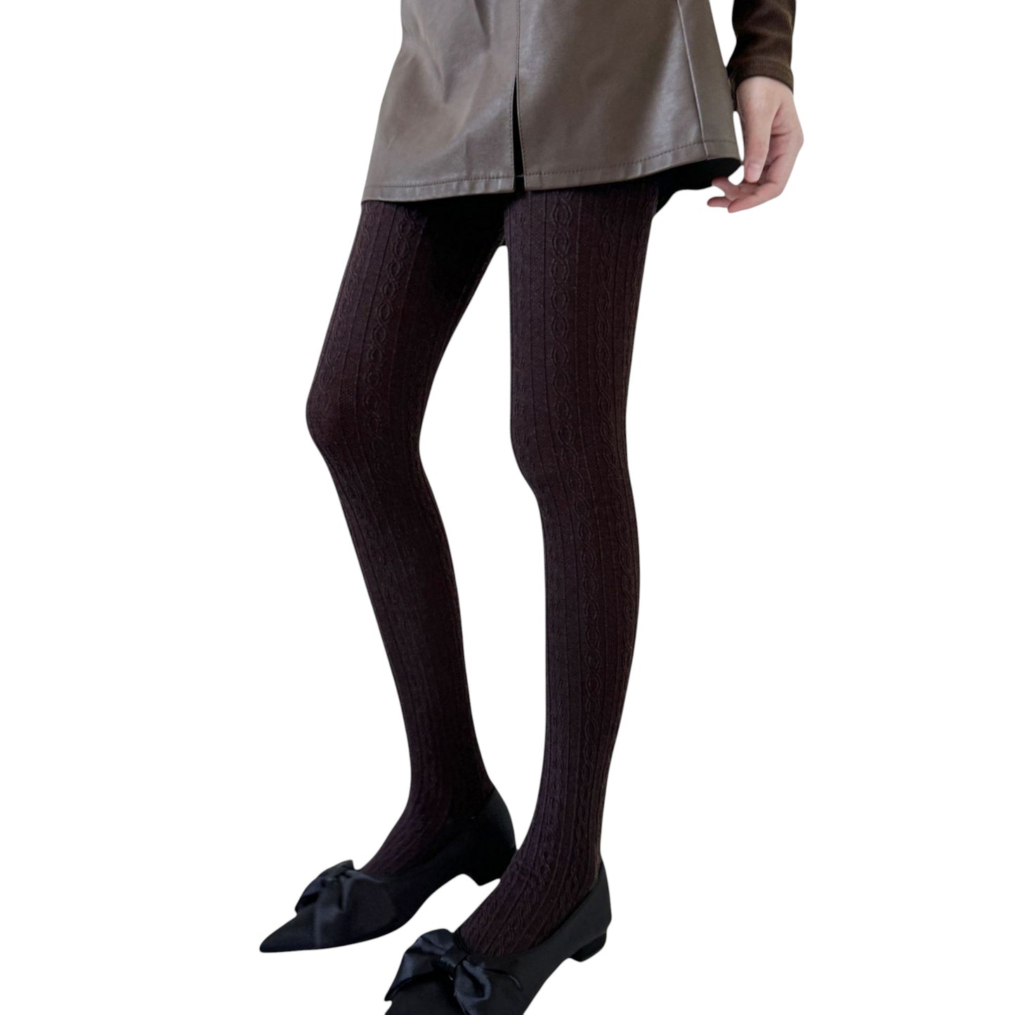 Anna-Kaci Women's Cable Knit Patterned Opaque Tights with Soft Stretch Fabric and Elastic Waistband