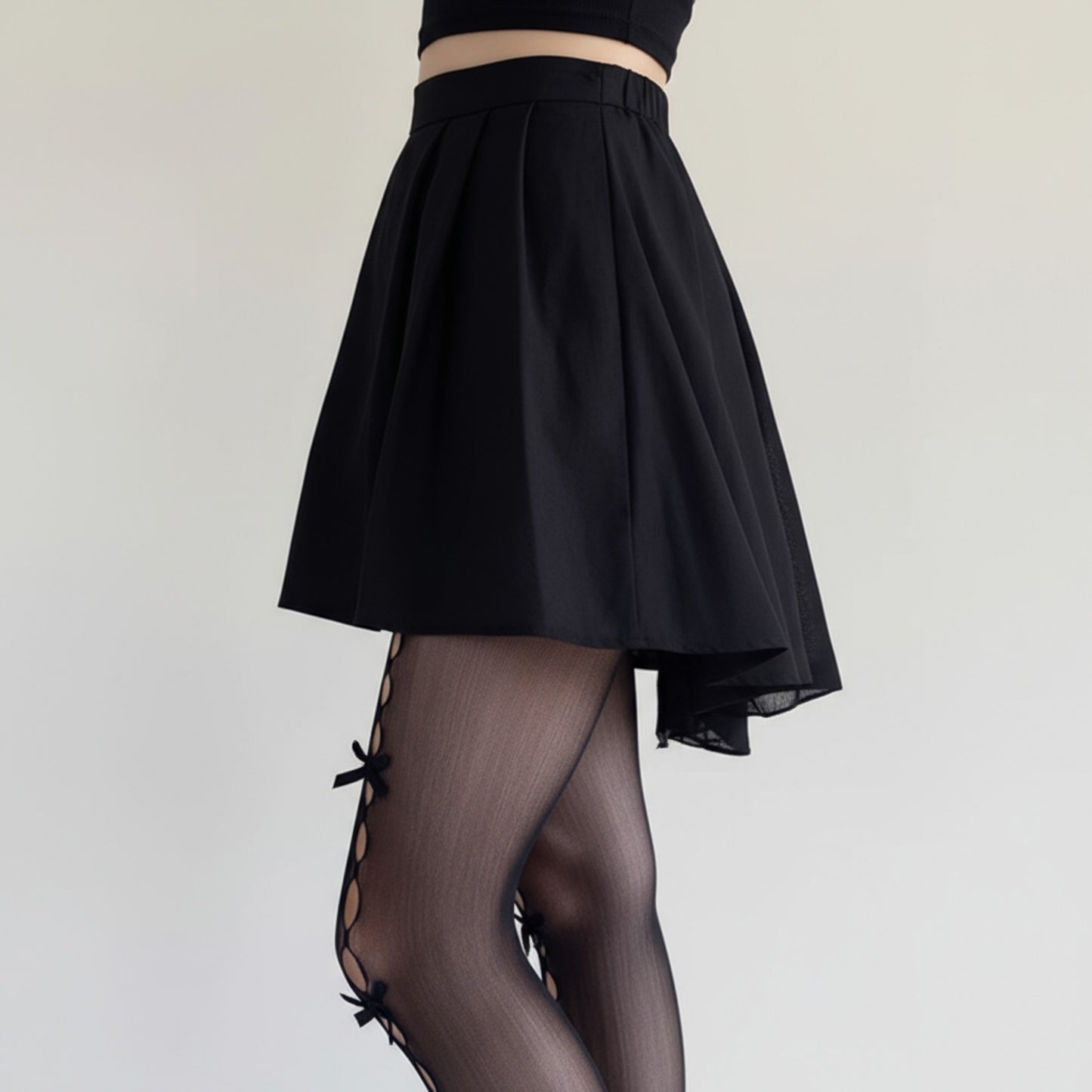 Anna-Kaci Women's 3-Piece Set Sheer Tights with Front Bow and Cutout Pattern Design