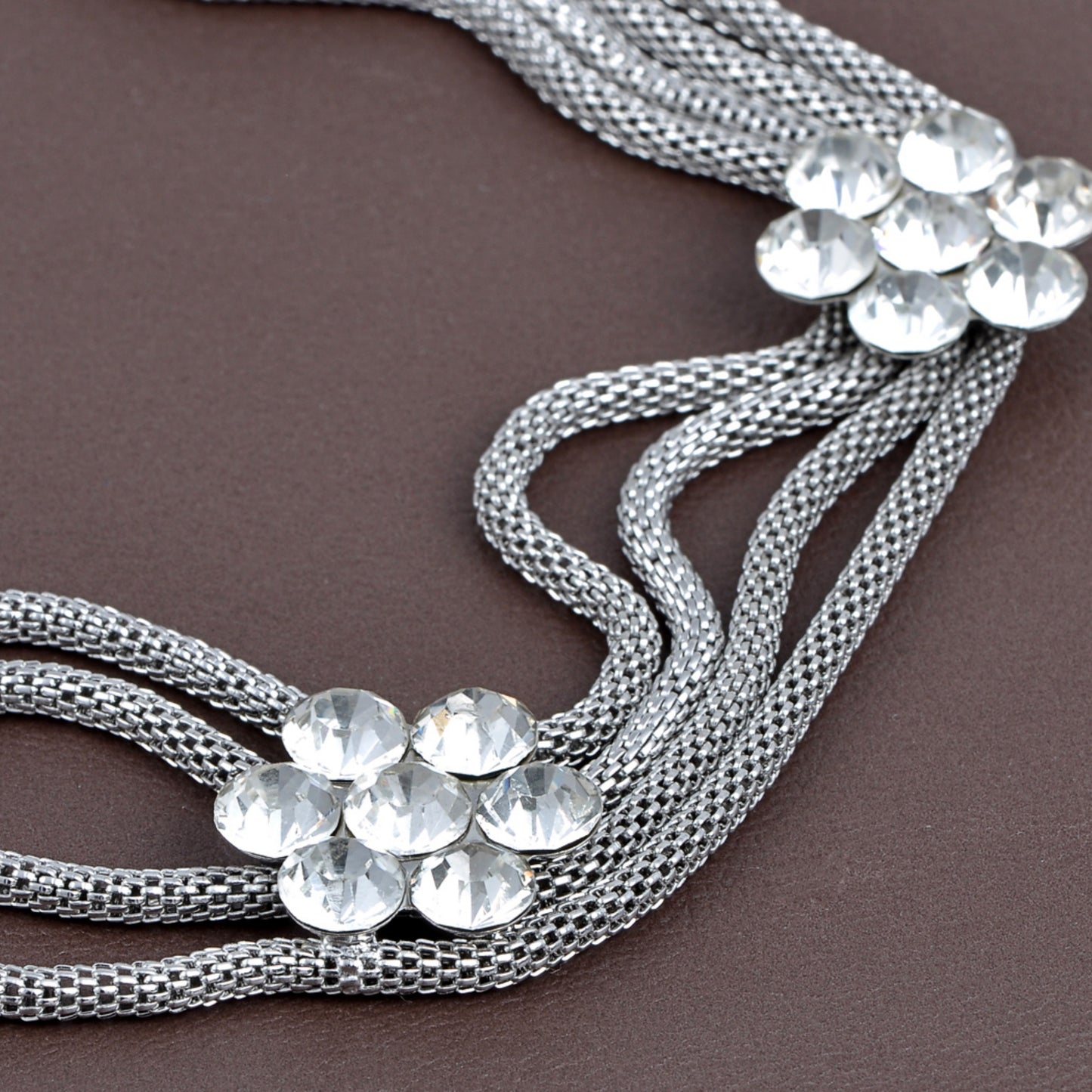 Anna-Kaci Women's Multi-Strand Waist Chain with Crystal Flower Accents and Adjustable Clasp