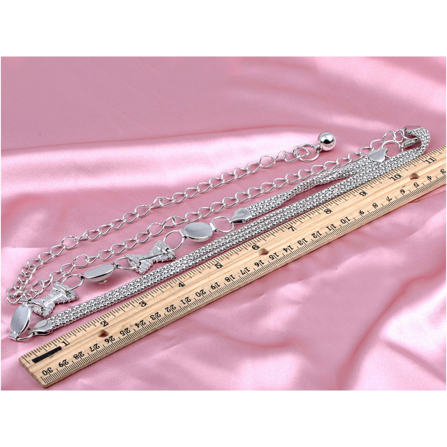 Anna-Kaci Women's Waist Chain with Crystal Bow Accents and Pearl Details Adjustable Fit