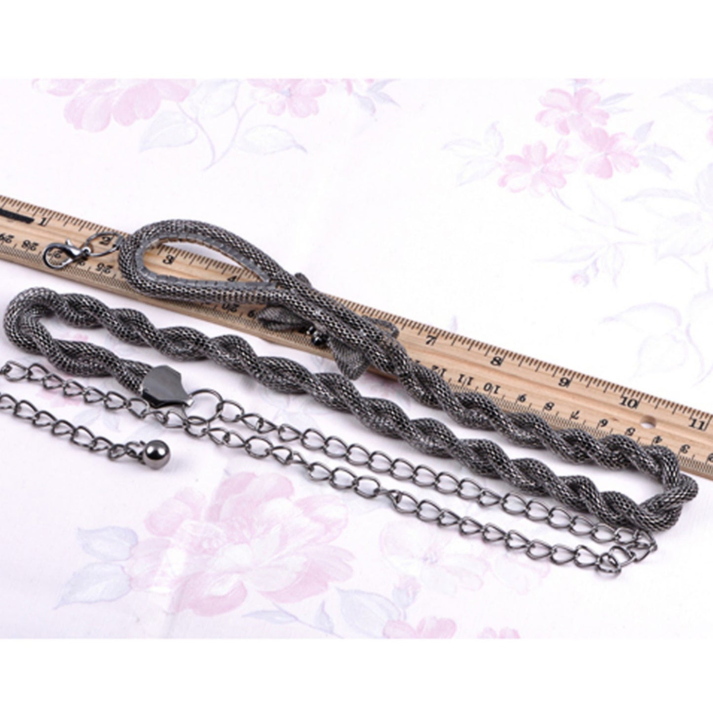 Anna-Kaci Women's Braided Waist Chain with Bow Accent and Crystal Center Adjustable Fit
