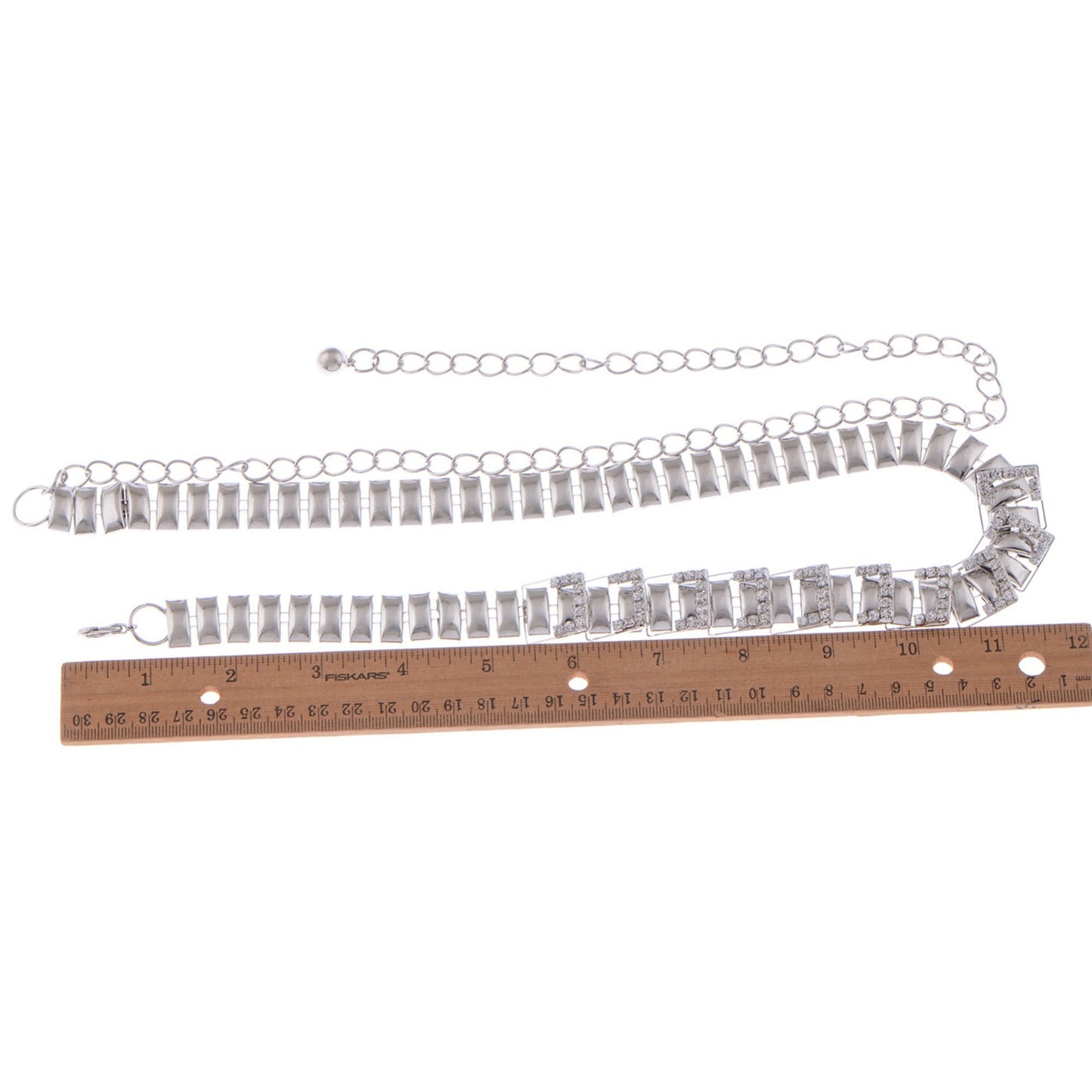 Anna-Kaci Women's Geometric Square Link Waist Chain with Adjustable Extender and Shimmering Accents