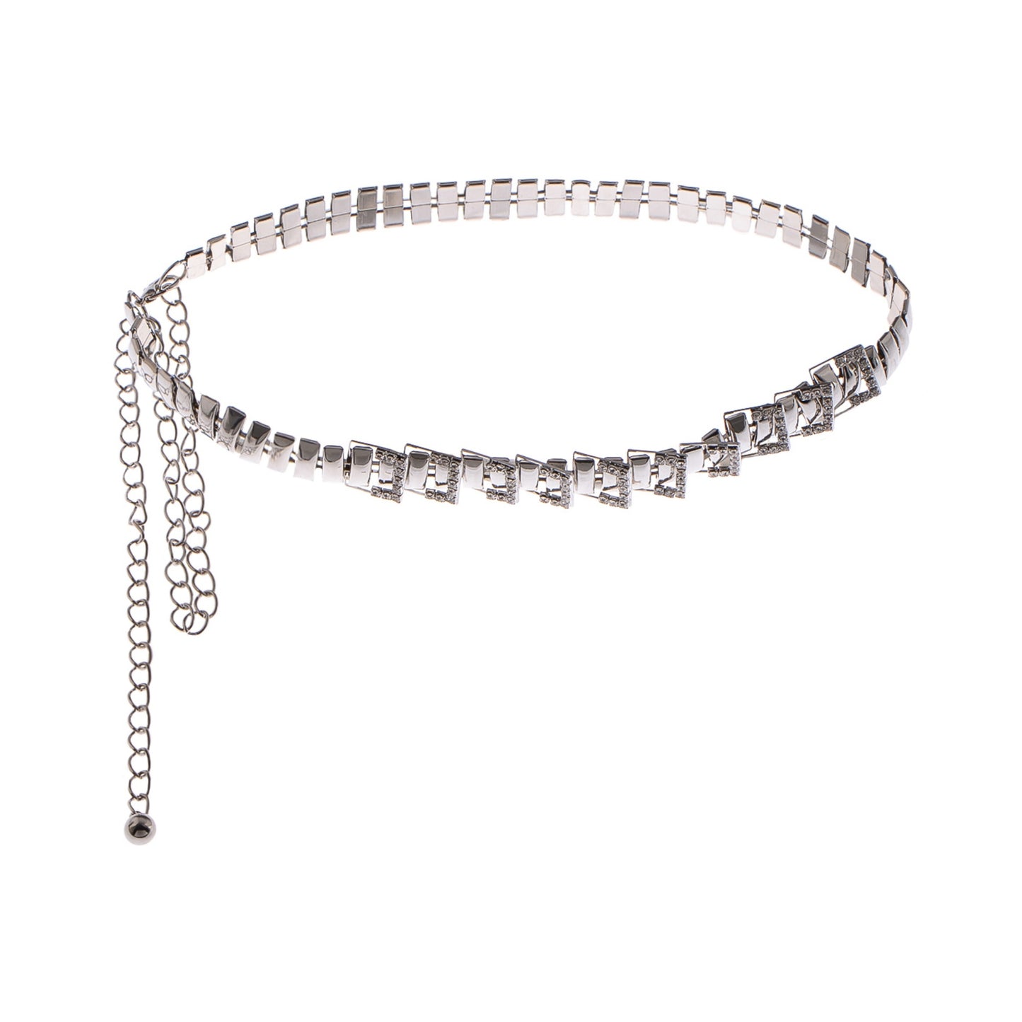 Anna-Kaci Women's Geometric Square Link Waist Chain with Adjustable Extender and Shimmering Accents