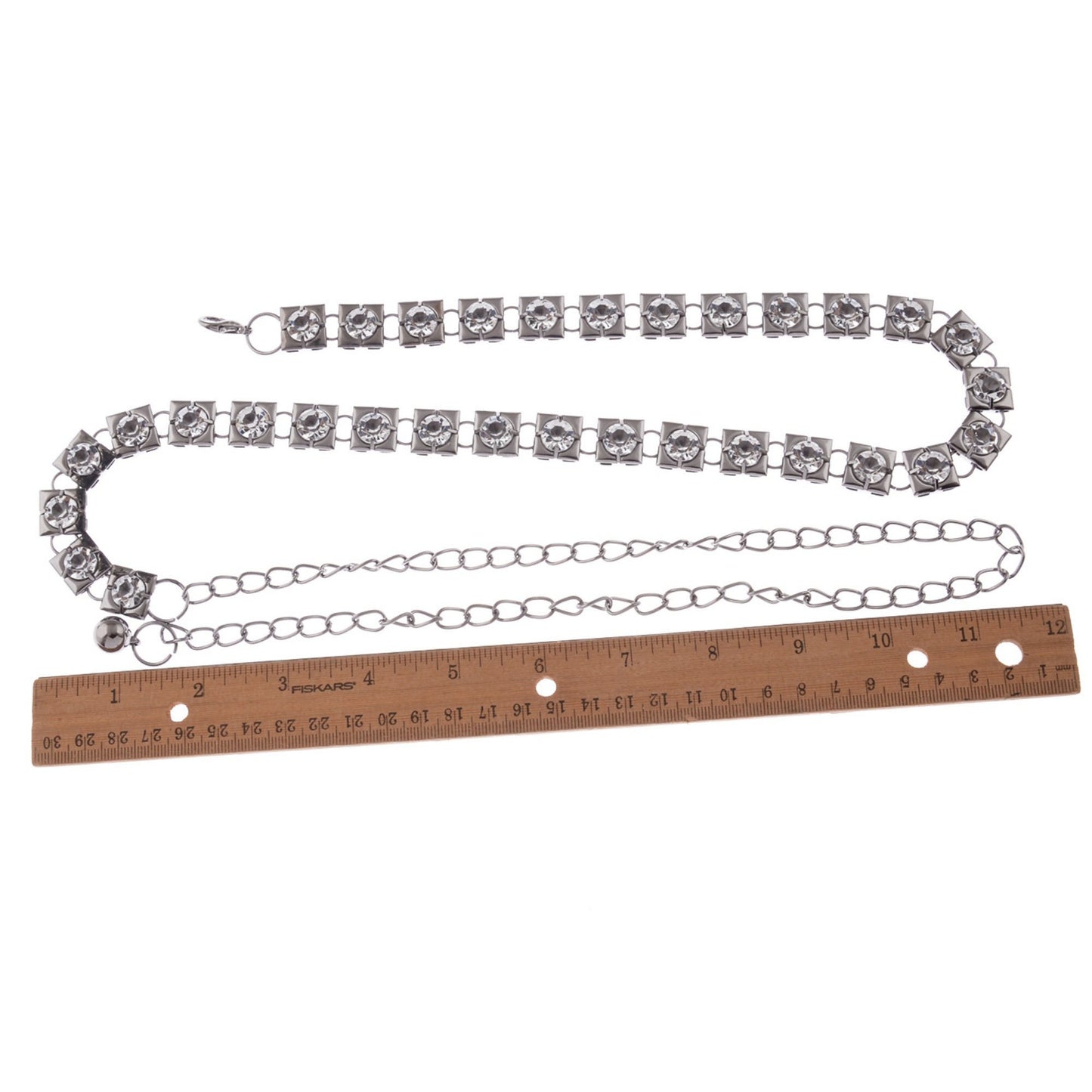 Anna-Kaci Women's Crystal Square Link Waist Chain with Adjustable Extender