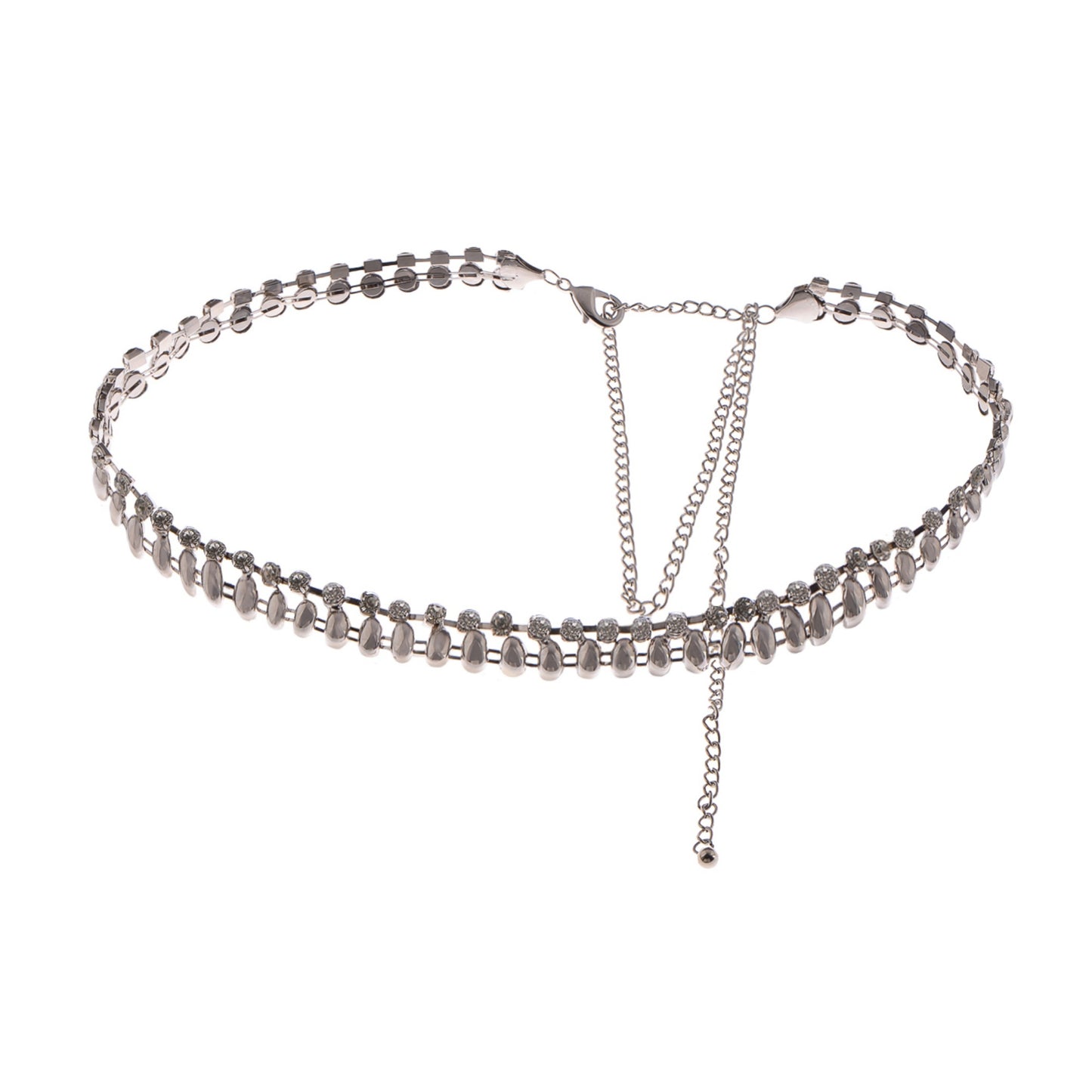 Anna-Kaci Women's Double Row Crystal Waist Chain with Adjustable Extender