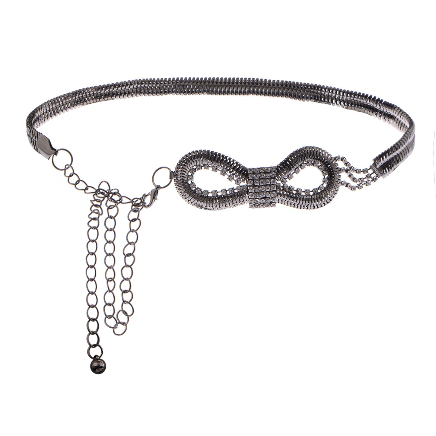 Anna-Kaci Women's Bow Waist Chain with Crystal Accents and Adjustable Extender