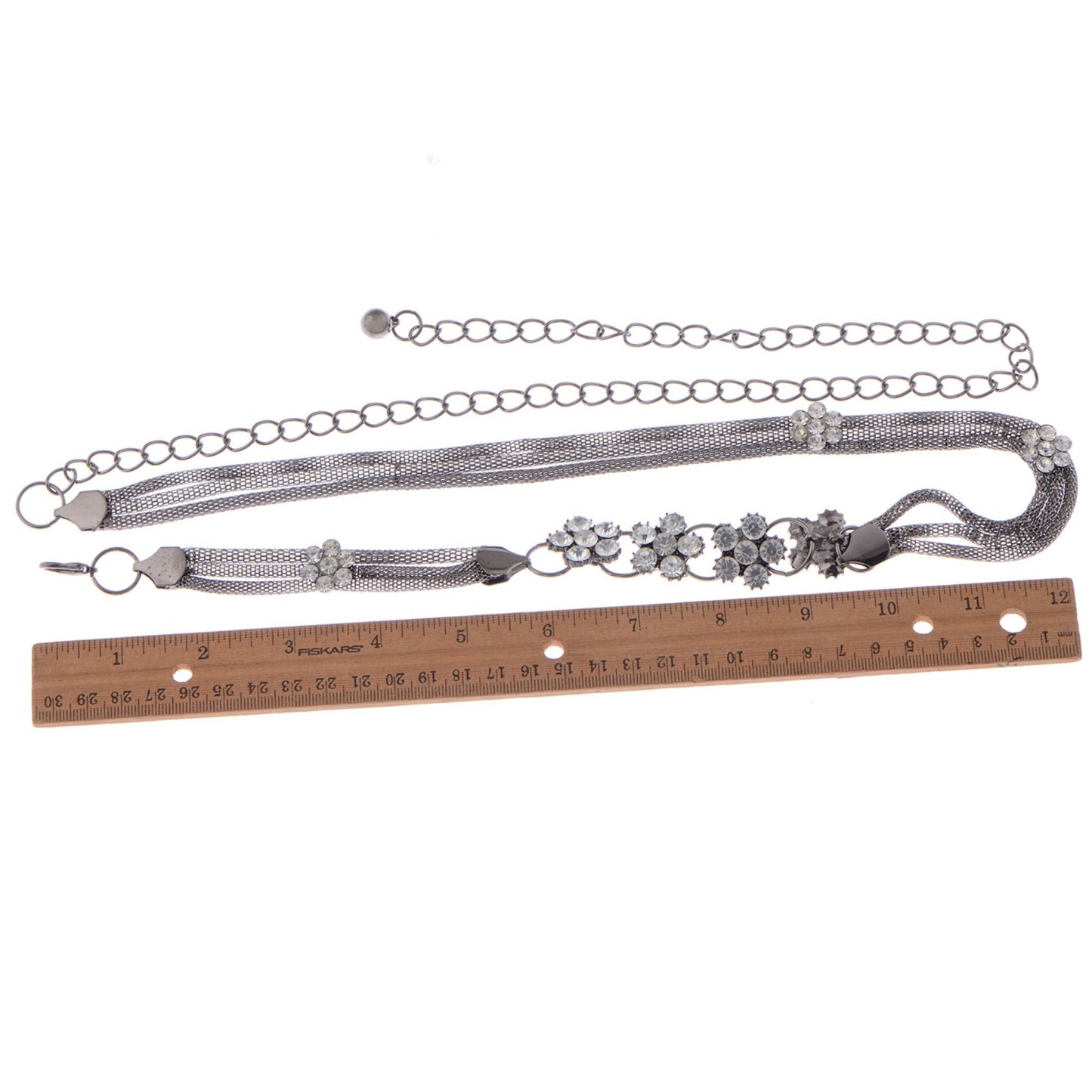 Anna-Kaci Women's Mesh Waist Chain with Crystal Floral Centerpiece Adjustable Belly Jewelry