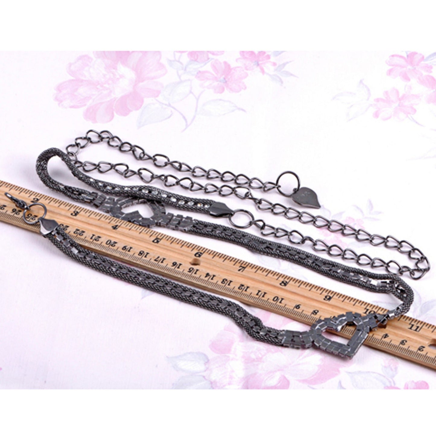 Anna-Kaci Women's Crystal Heart Accent Waist Chain Adjustable Belly Jewelry