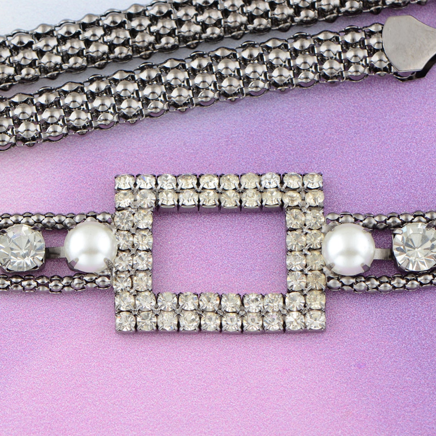 Anna-Kaci Women's Crystal Square Accent Waist Chain Adjustable Belly Jewelry