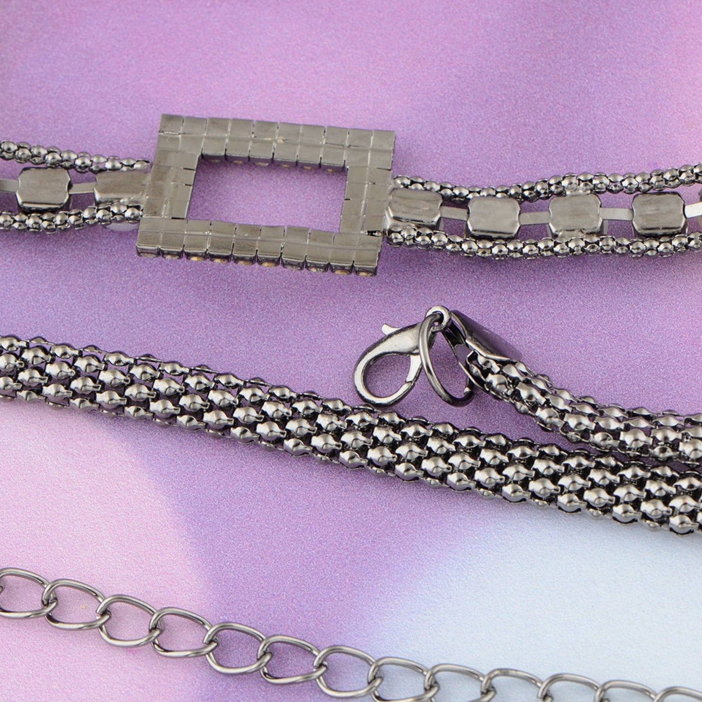 Anna-Kaci Women's Crystal Square Accent Waist Chain Adjustable Belly Jewelry