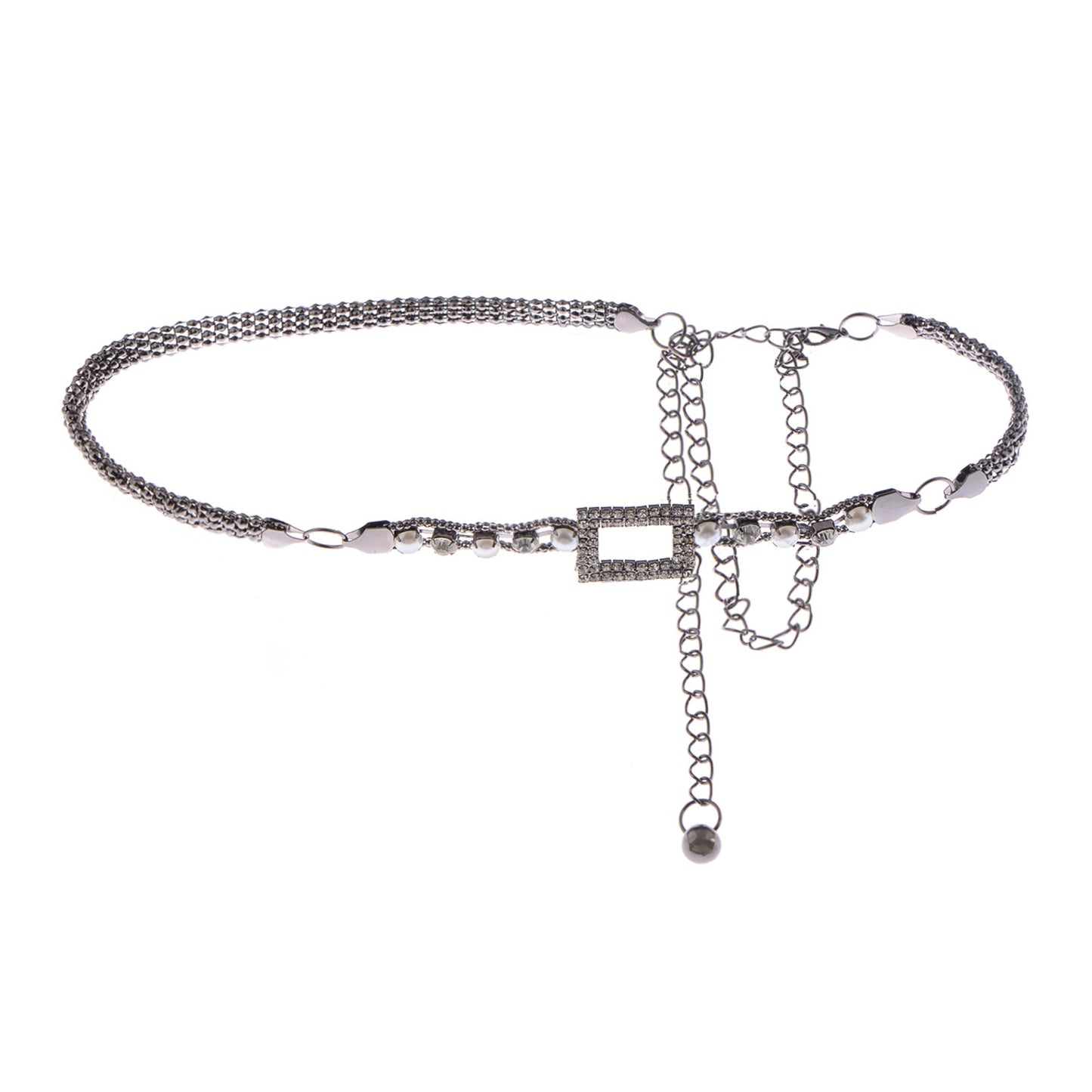 Anna-Kaci Women's Crystal Square Accent Waist Chain Adjustable Belly Jewelry