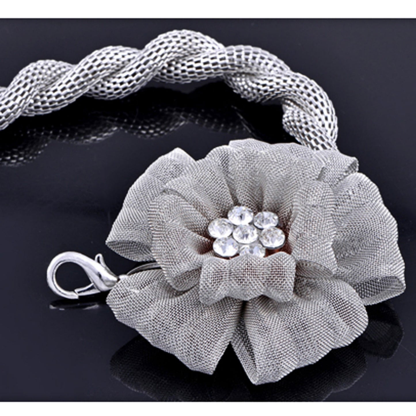 Anna-Kaci Women's Rhinestone Flower Accent Waist Chain with Adjustable Extender
