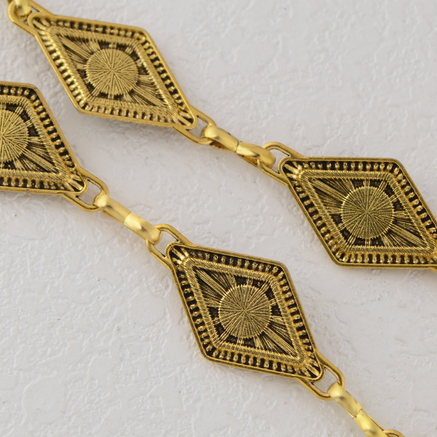 Anna-Kaci Women's Waist Chain Belt with Diamond-Shaped Links and Turquoise Stone Accents
