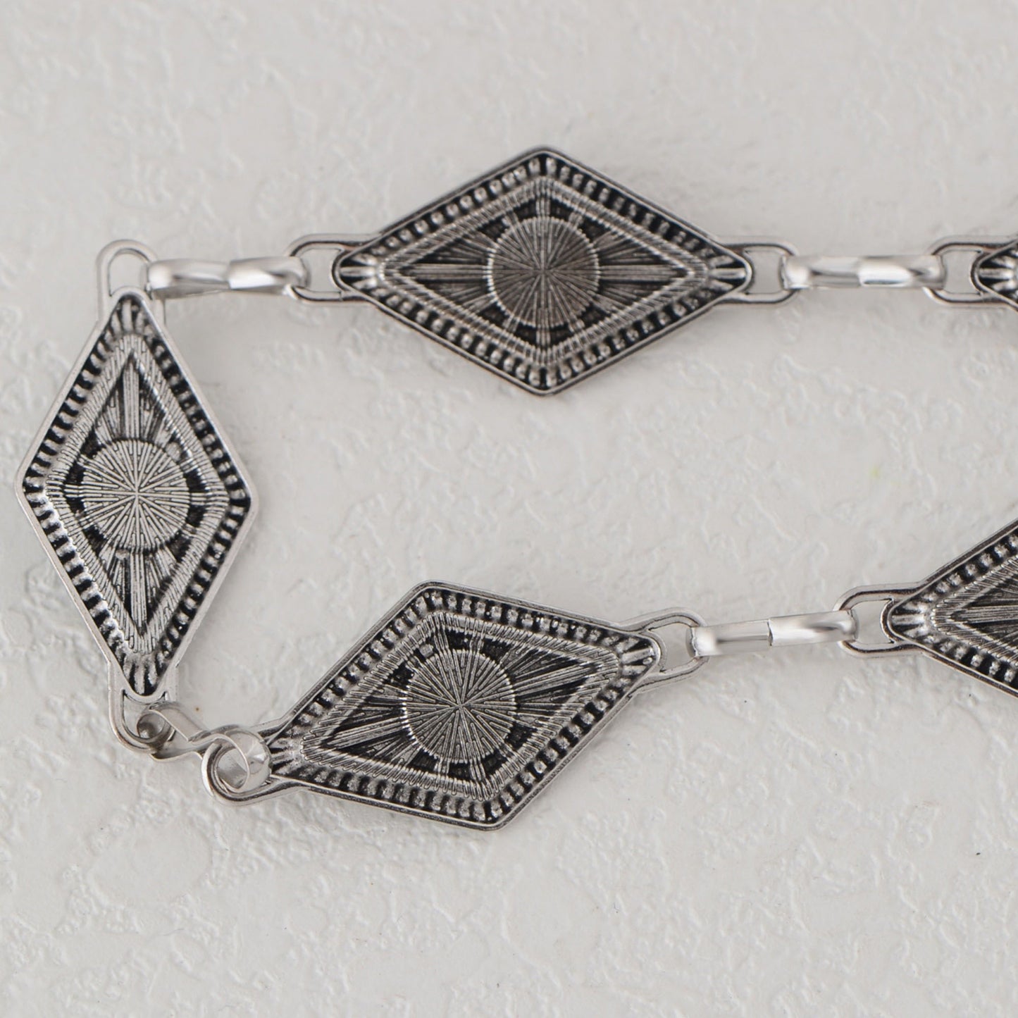 Anna-Kaci Women's Waist Chain Belt with Diamond-Shaped Links and Turquoise Stone Accents