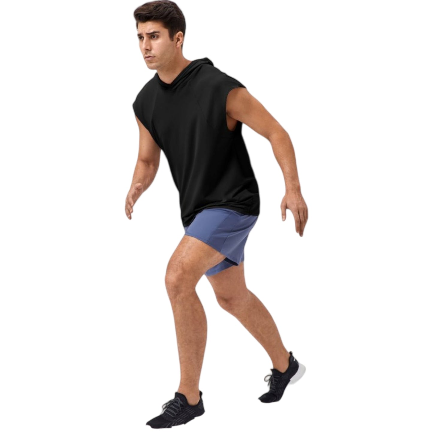 Anna-Kaci Active Men's Sleeveless Workout Hoodie with Lightweight Athletic Fit and Crossover Hood Detail
