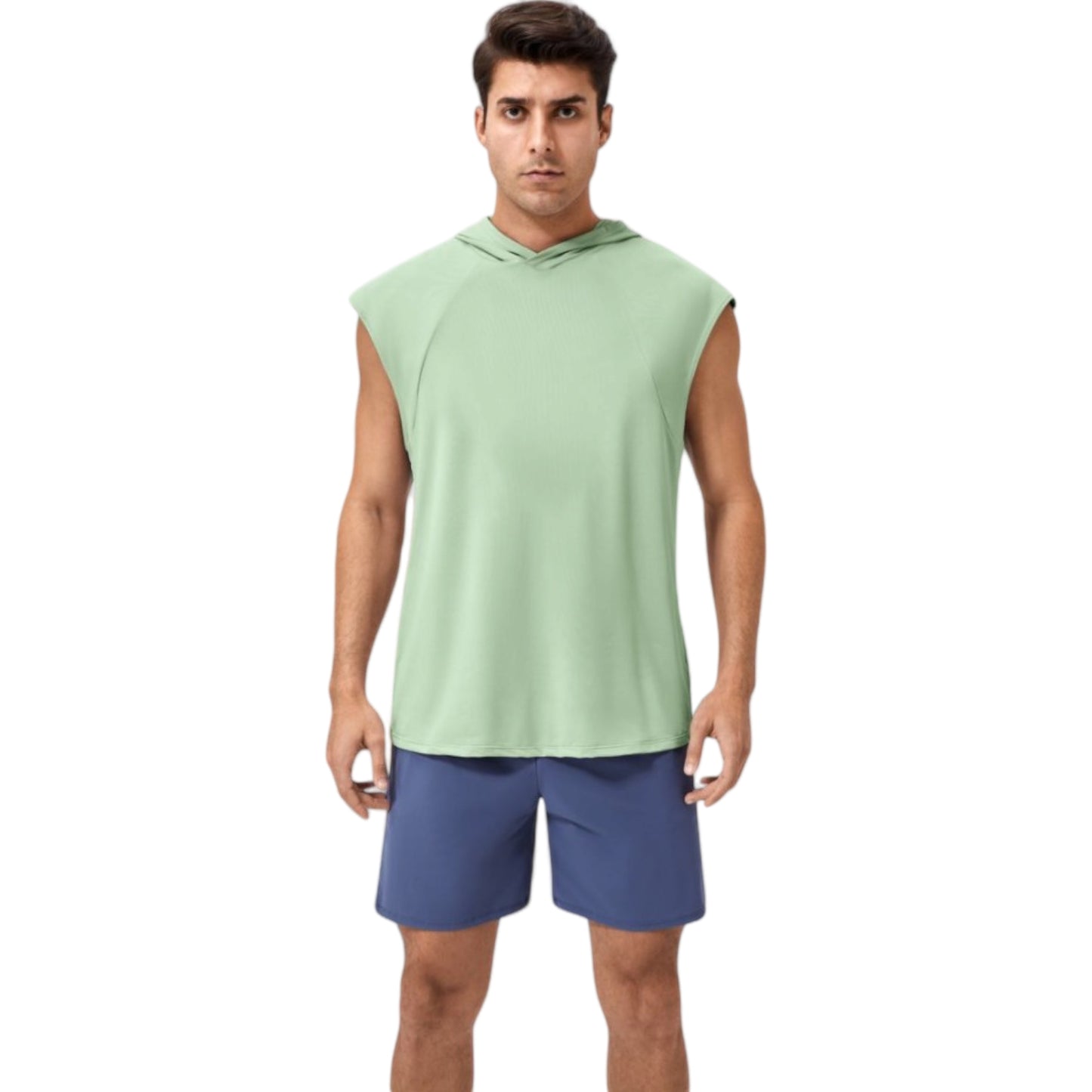 Anna-Kaci Active Men's Sleeveless Workout Hoodie with Lightweight Athletic Fit and Crossover Hood Detail