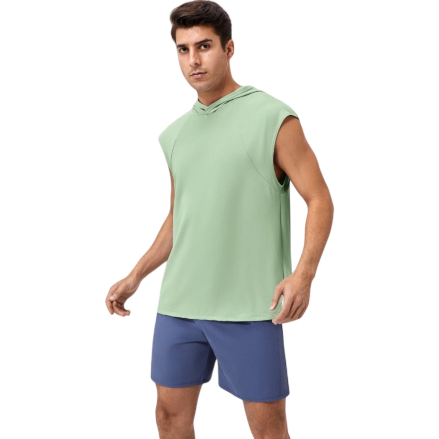 Anna-Kaci Active Men's Sleeveless Workout Hoodie with Lightweight Athletic Fit and Crossover Hood Detail