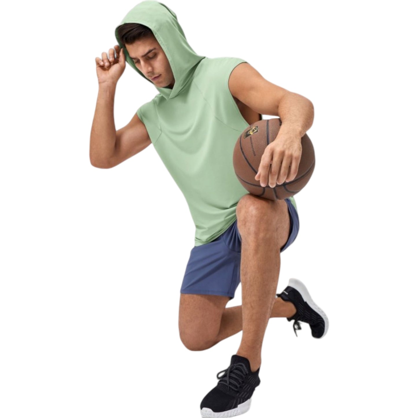 Anna-Kaci Active Men's Sleeveless Workout Hoodie with Lightweight Athletic Fit and Crossover Hood Detail