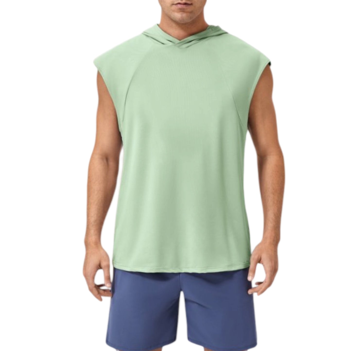 Anna-Kaci Active Men's Sleeveless Workout Hoodie with Lightweight Athletic Fit and Crossover Hood Detail