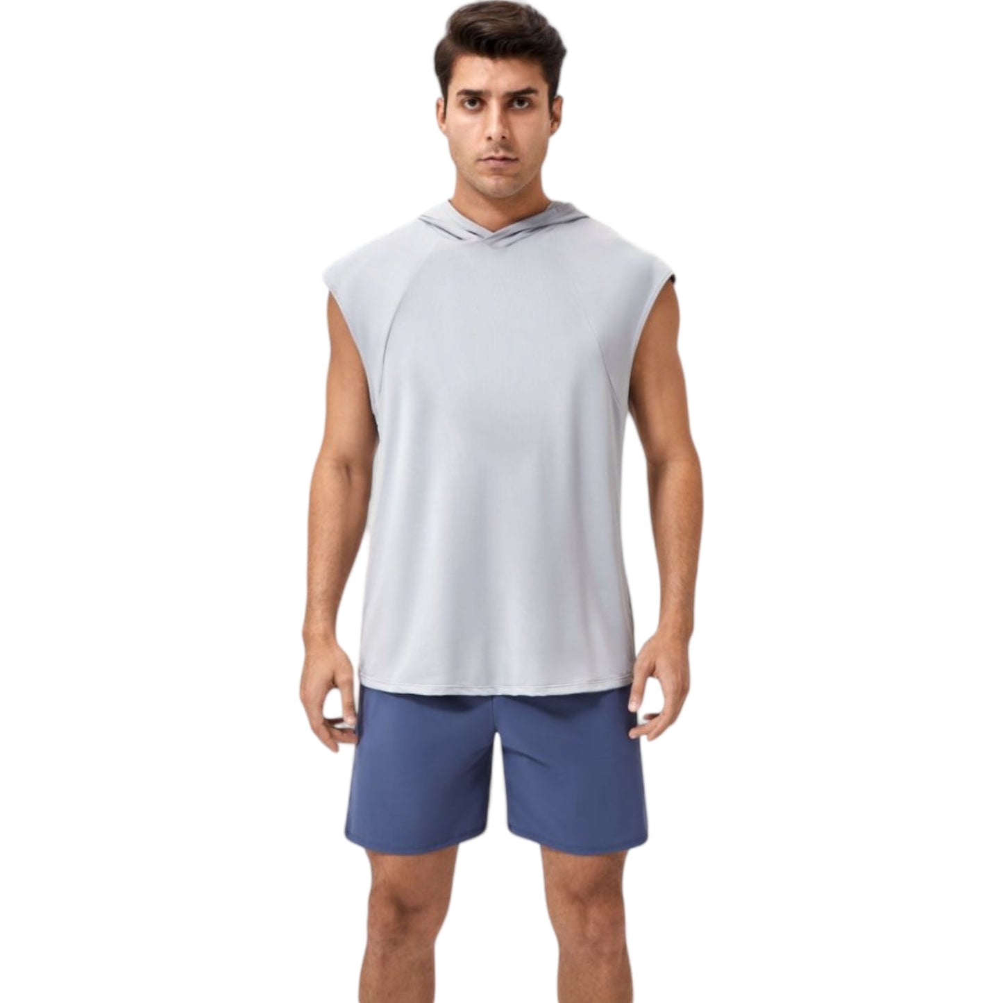 Anna-Kaci Active Men's Sleeveless Workout Hoodie with Lightweight Athletic Fit and Crossover Hood Detail