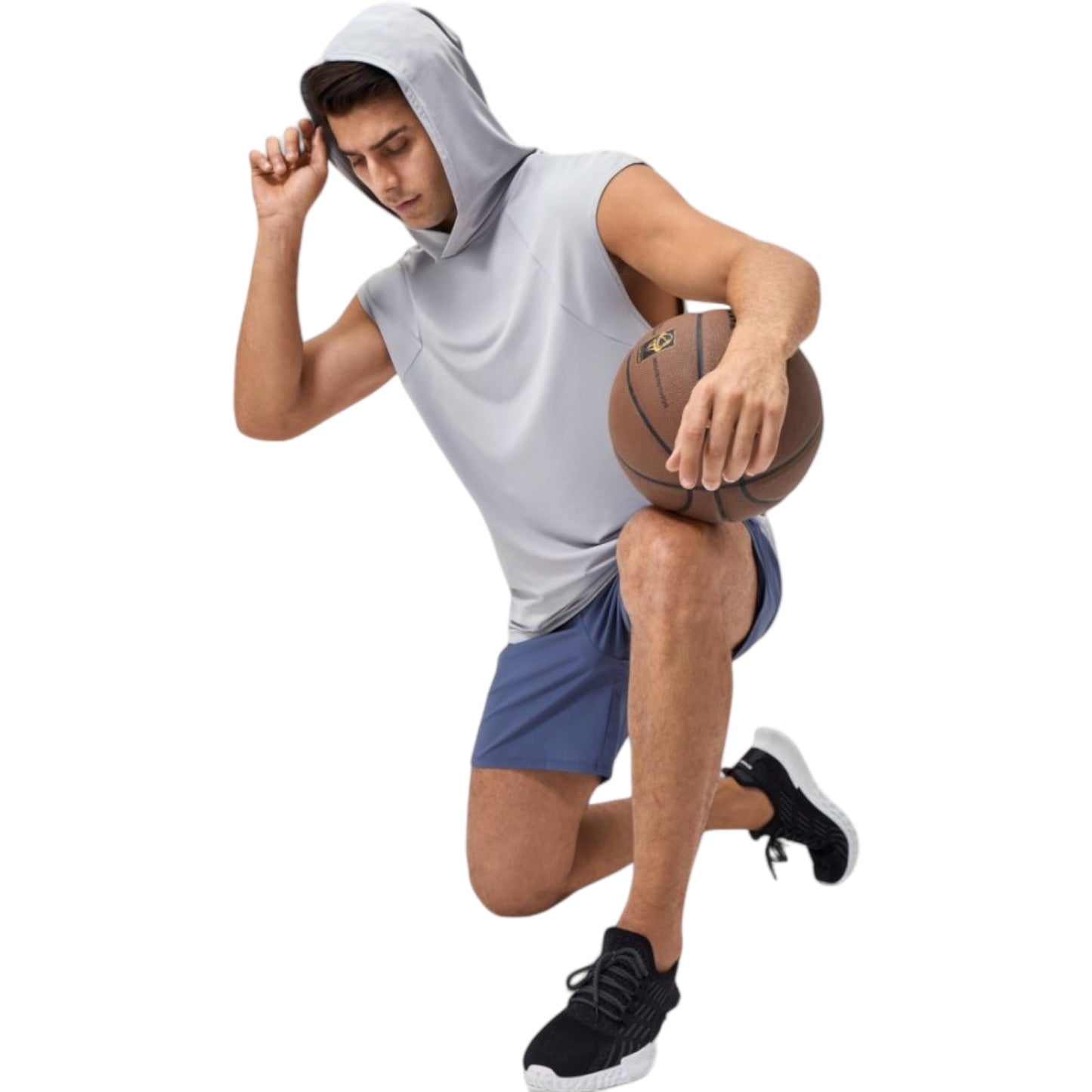 Anna-Kaci Active Men's Sleeveless Workout Hoodie with Lightweight Athletic Fit and Crossover Hood Detail