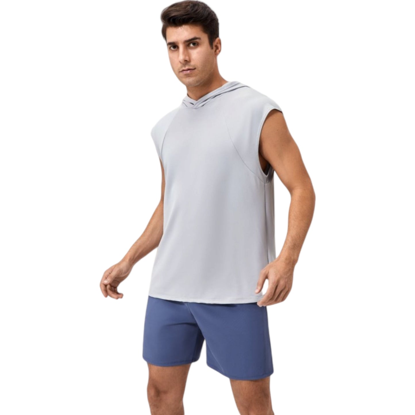 Anna-Kaci Active Men's Sleeveless Workout Hoodie with Lightweight Athletic Fit and Crossover Hood Detail