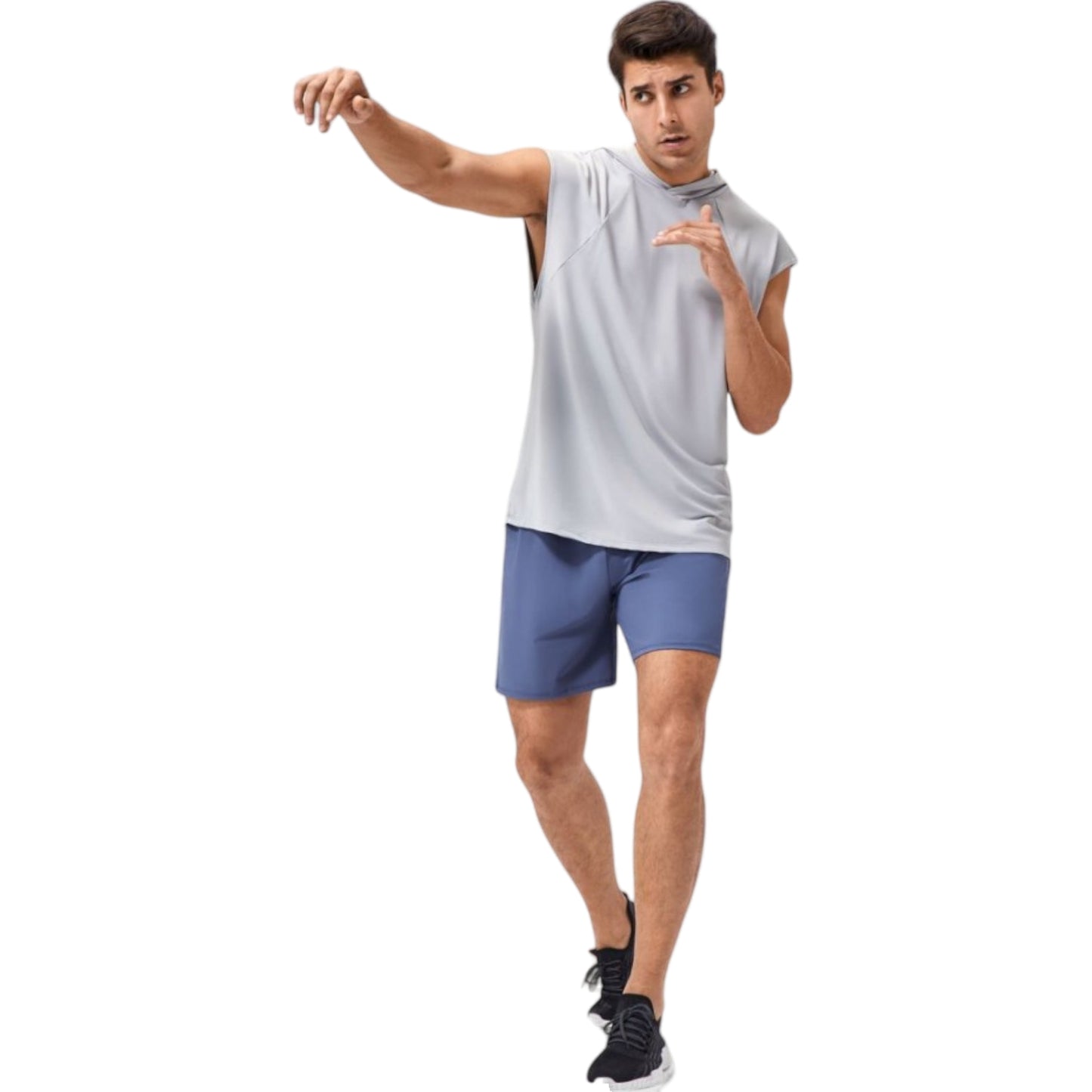 Anna-Kaci Active Men's Sleeveless Workout Hoodie with Lightweight Athletic Fit and Crossover Hood Detail