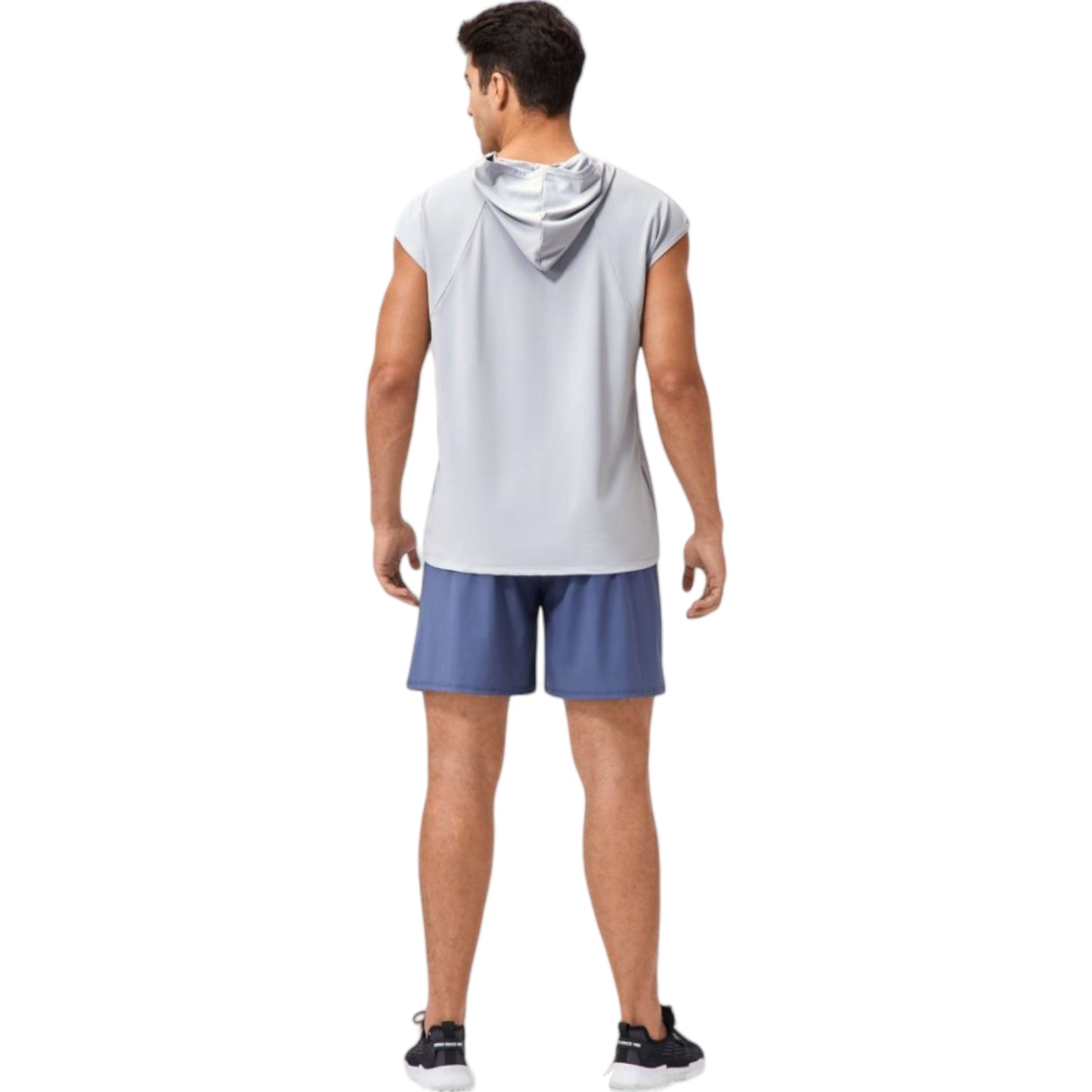 Anna-Kaci Active Men's Sleeveless Workout Hoodie with Lightweight Athletic Fit and Crossover Hood Detail