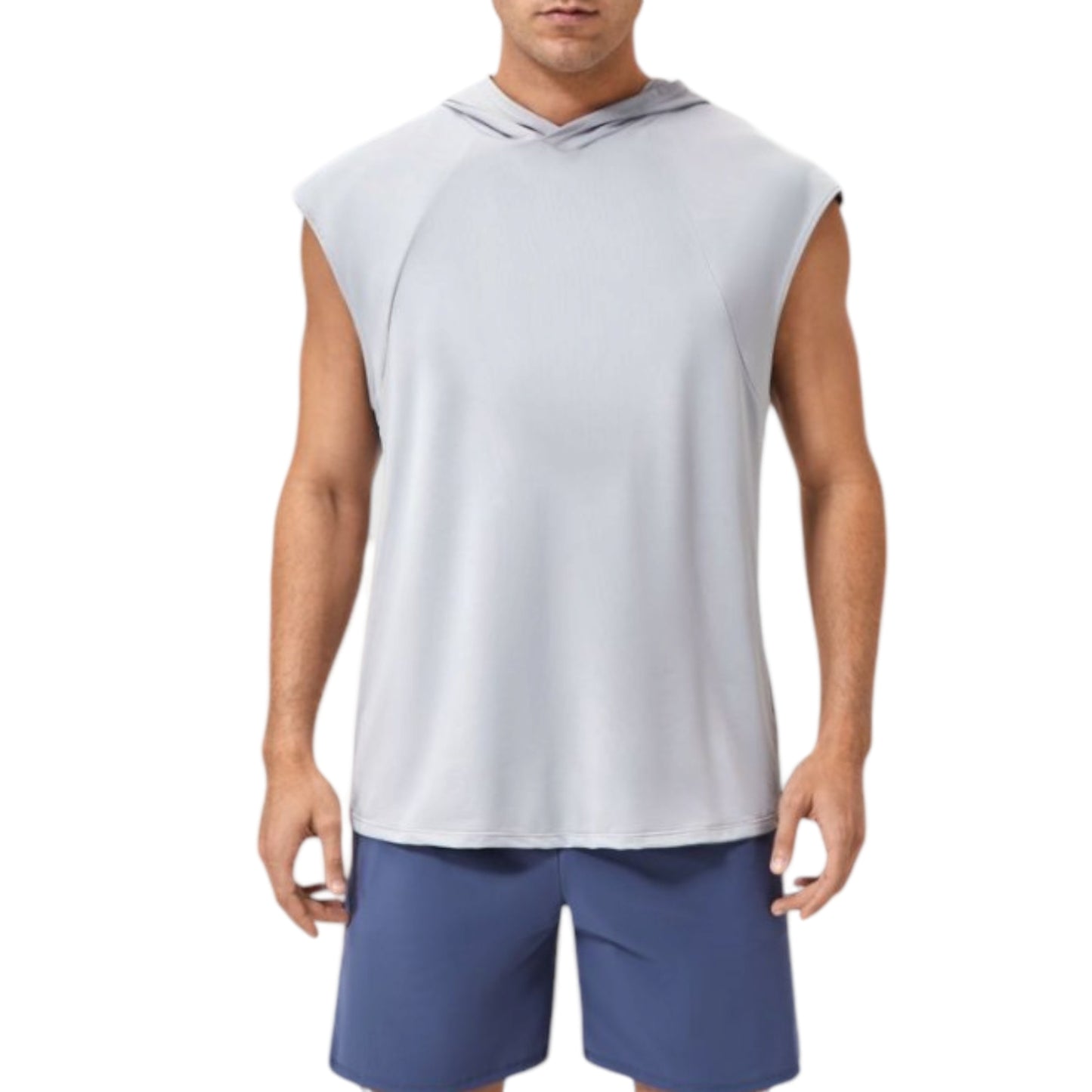 Anna-Kaci Active Men's Sleeveless Workout Hoodie with Lightweight Athletic Fit and Crossover Hood Detail