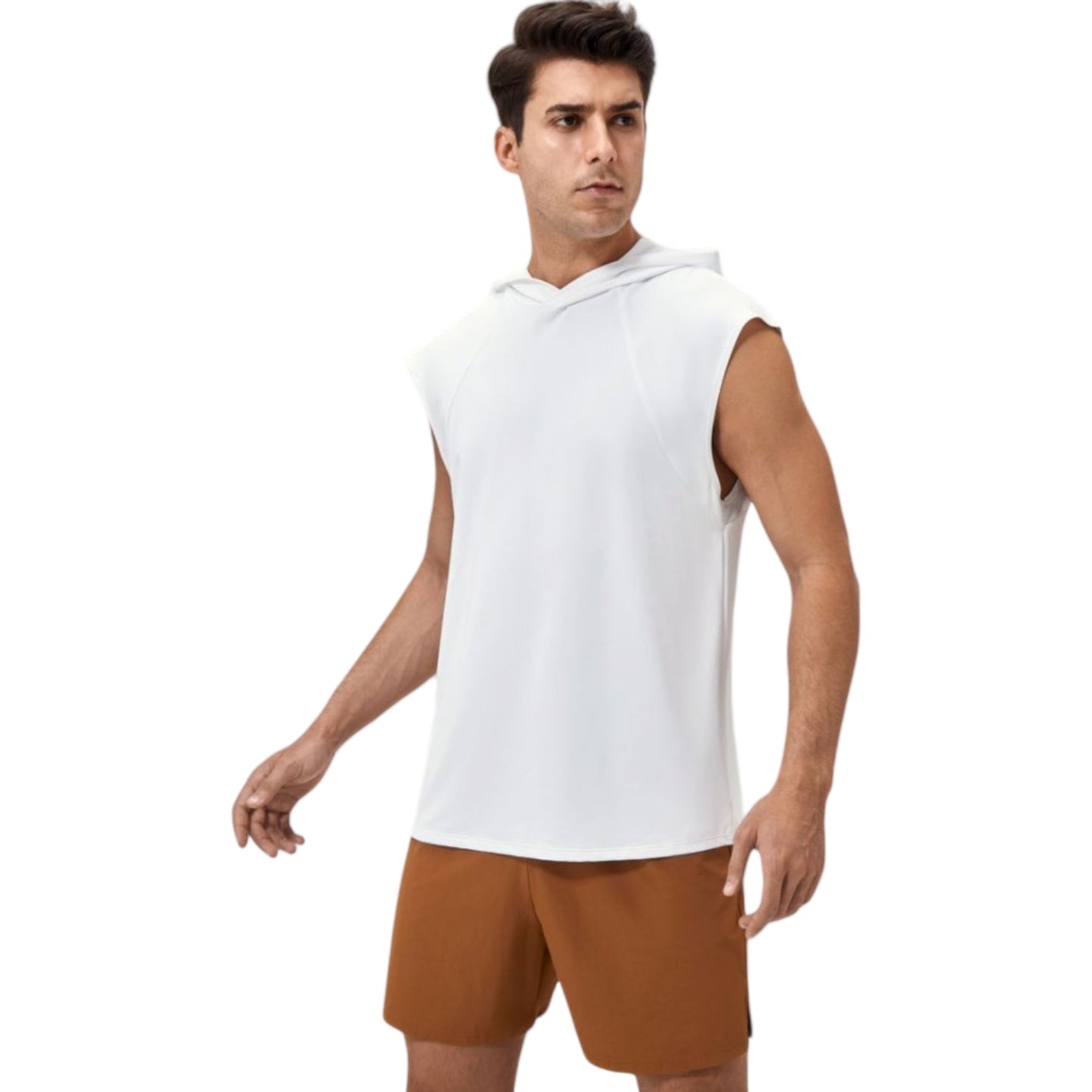 Anna-Kaci Active Men's Sleeveless Workout Hoodie with Lightweight Athletic Fit and Crossover Hood Detail