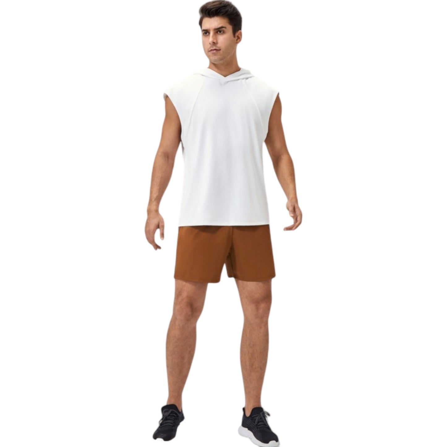 Anna-Kaci Active Men's Sleeveless Workout Hoodie with Lightweight Athletic Fit and Crossover Hood Detail