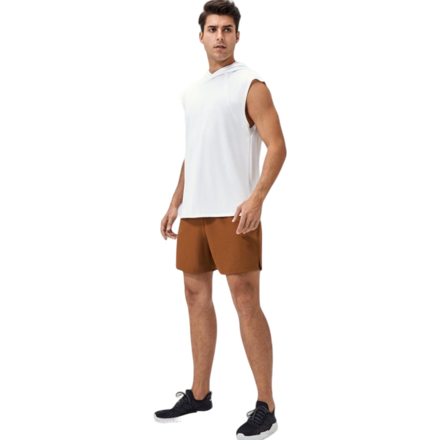 Anna-Kaci Active Men's Sleeveless Workout Hoodie with Lightweight Athletic Fit and Crossover Hood Detail