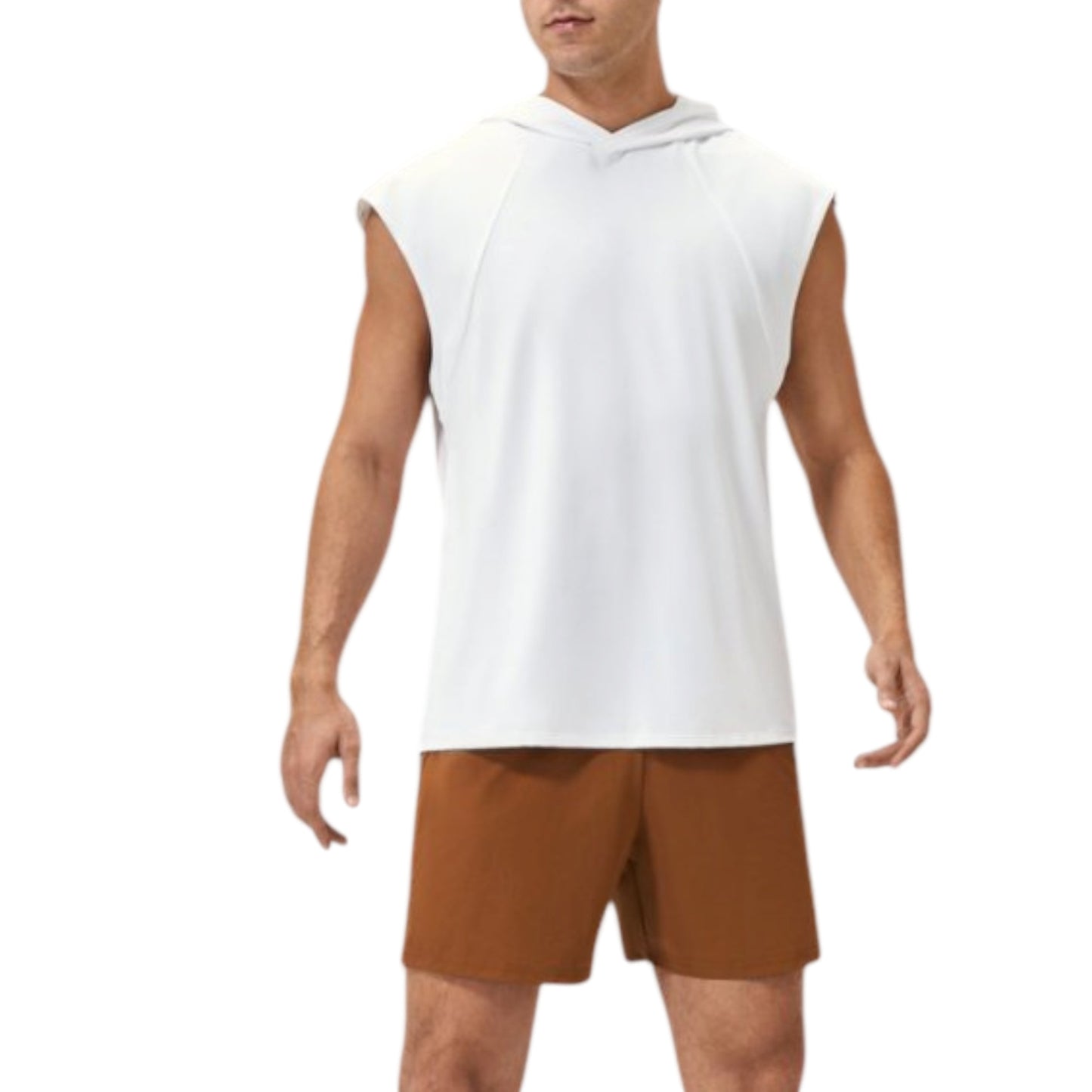 Anna-Kaci Active Men's Sleeveless Workout Hoodie with Lightweight Athletic Fit and Crossover Hood Detail