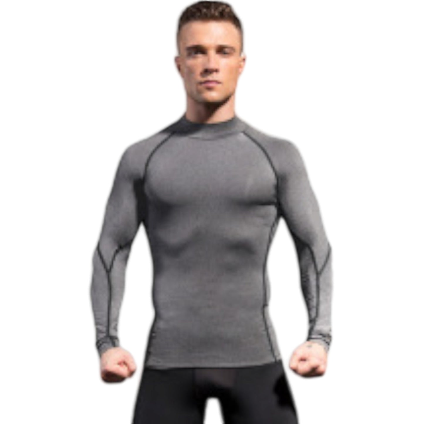 Anna-Kaci Active Men's Long Sleeve Compression Shirt with Mock Neck and Stretch Fit for Performance and Training