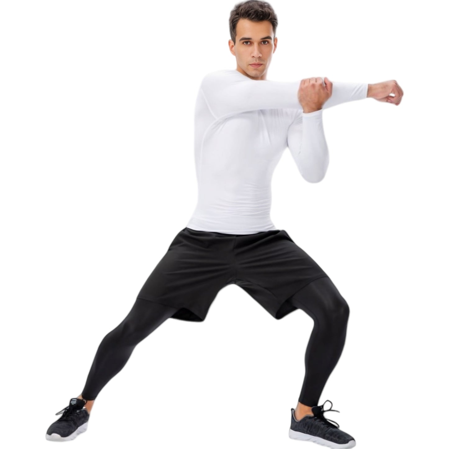 Anna-Kaci Active Men's Long Sleeve Compression Shirt with Crew Neck and Moisture-Wicking Stretch Fabric