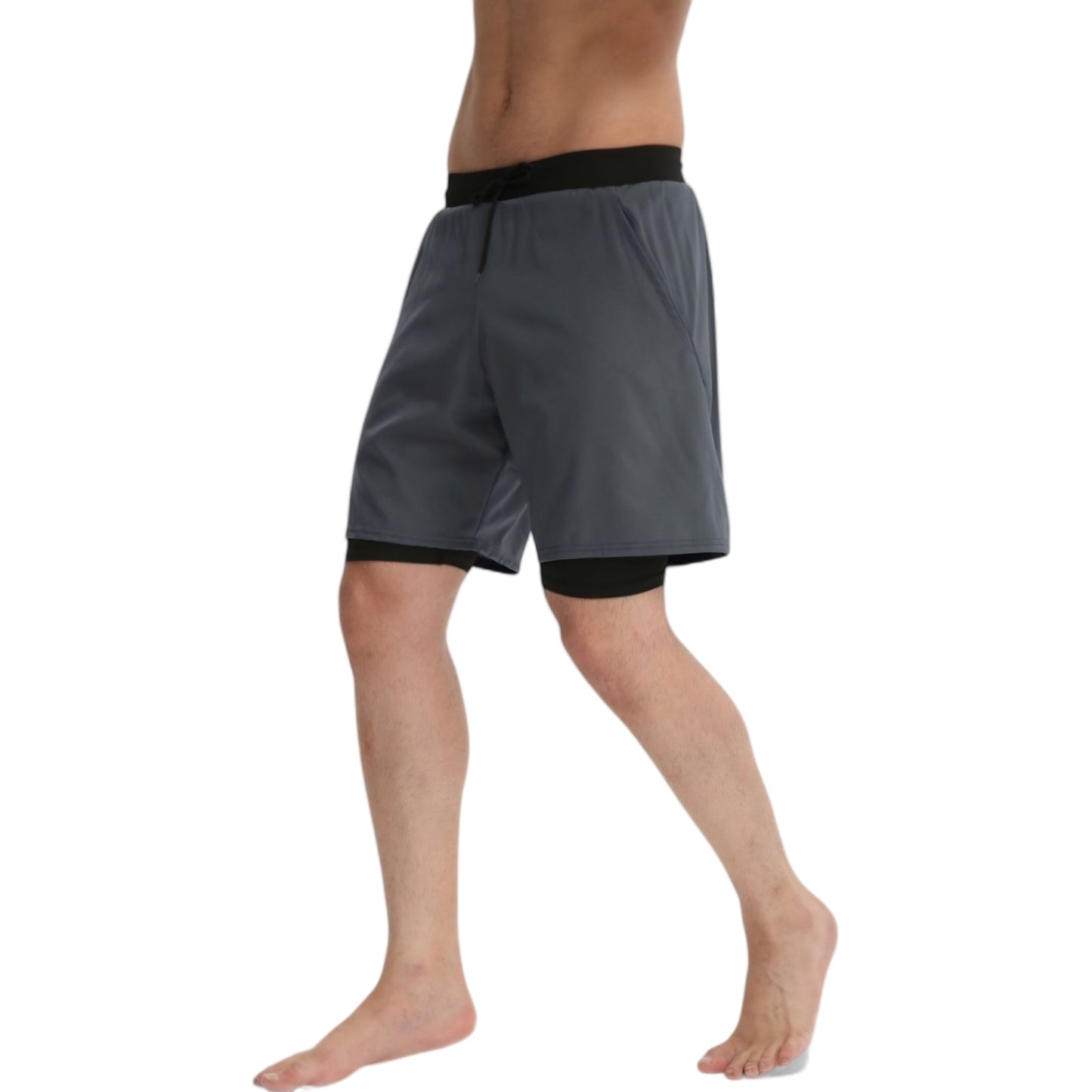 Anna-Kaci Active Men's 2-in-1 Performance Training Shorts with Inner Compression Liner and Adjustable Drawstring Waist