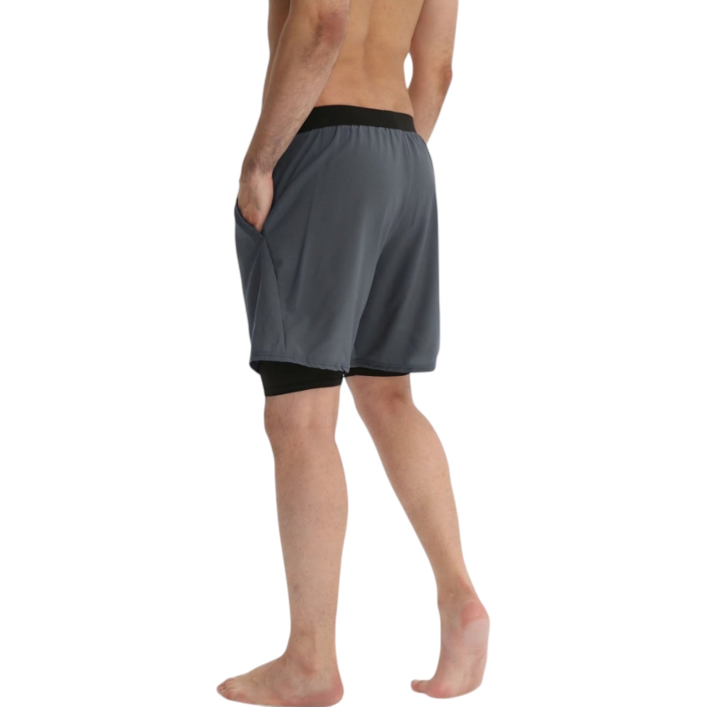 Anna-Kaci Active Men's 2-in-1 Performance Training Shorts with Inner Compression Liner and Adjustable Drawstring Waist