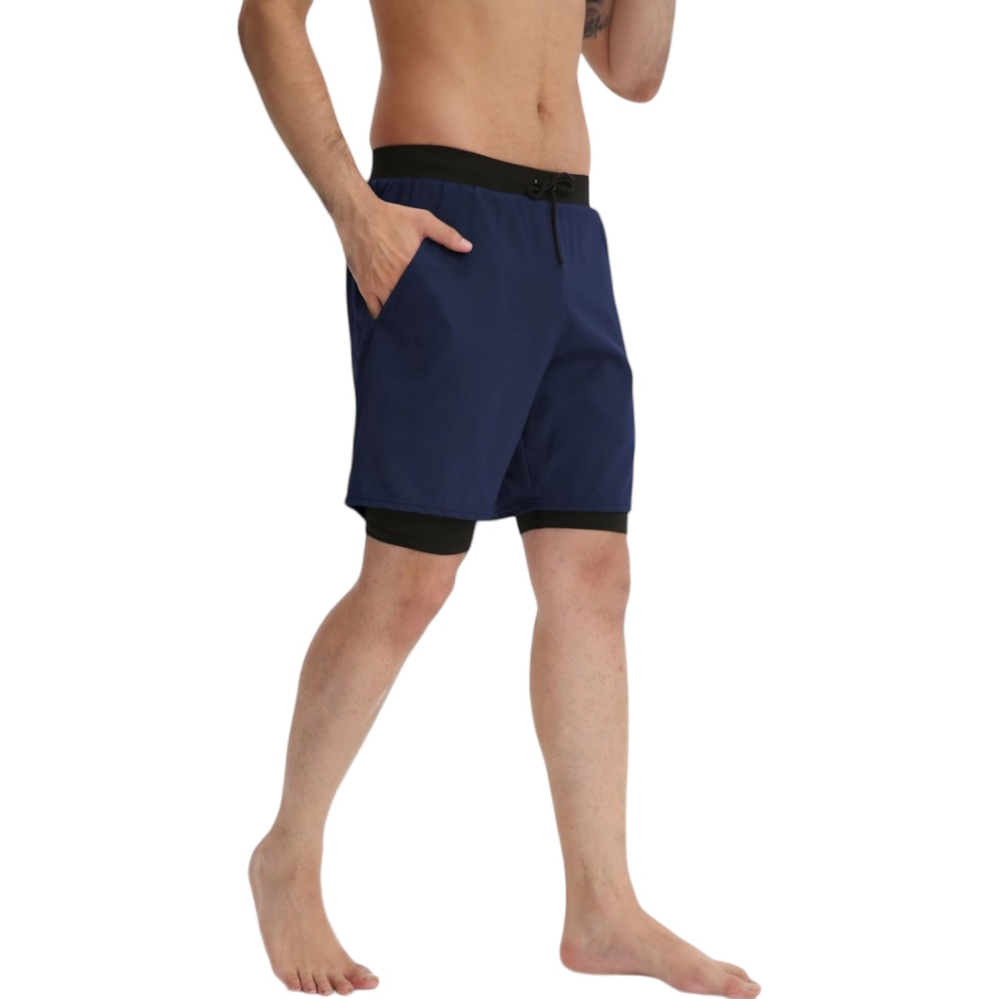 Anna-Kaci Active Men's 2-in-1 Performance Training Shorts with Inner Compression Liner and Adjustable Drawstring Waist