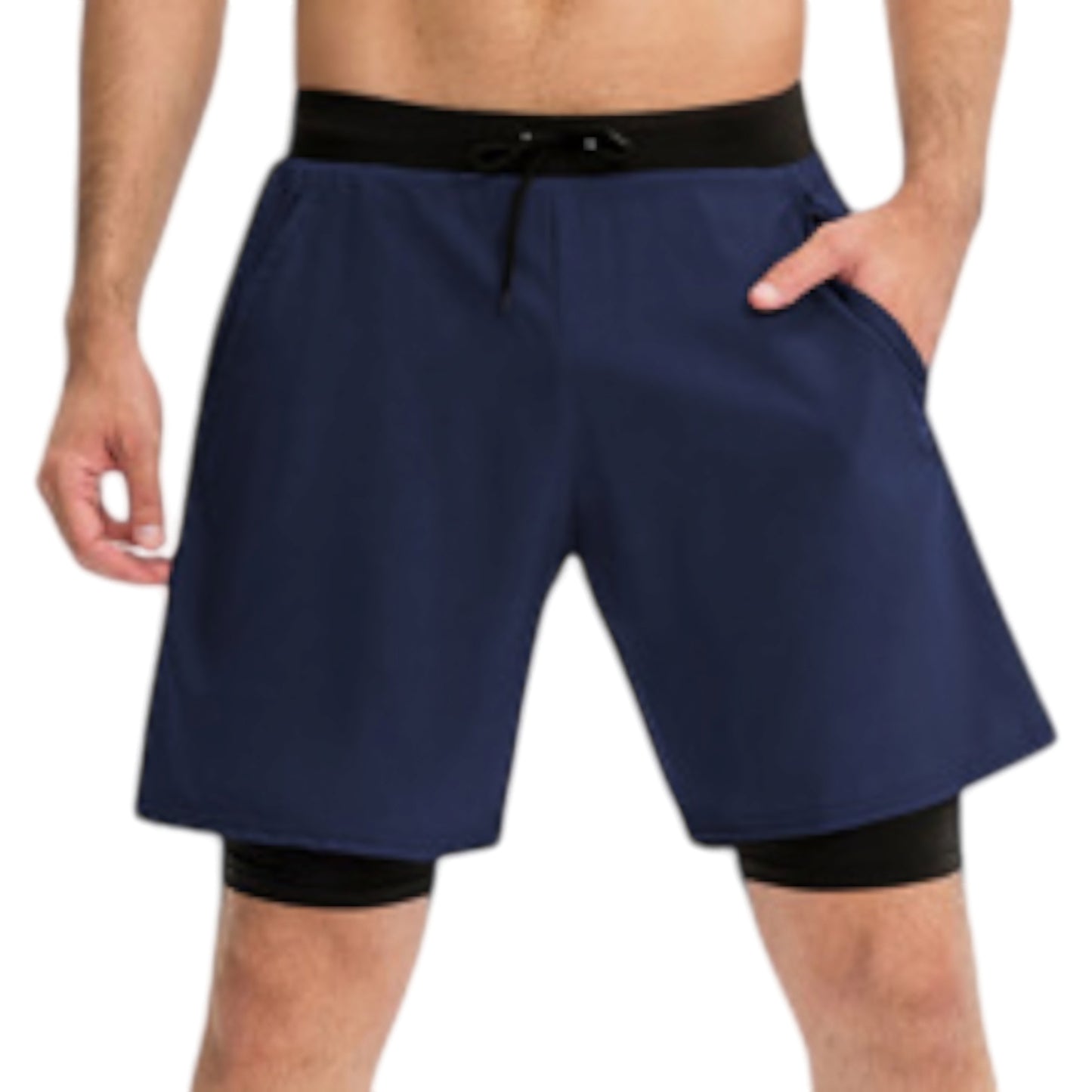 Anna-Kaci Active Men's 2-in-1 Performance Training Shorts with Inner Compression Liner and Adjustable Drawstring Waist