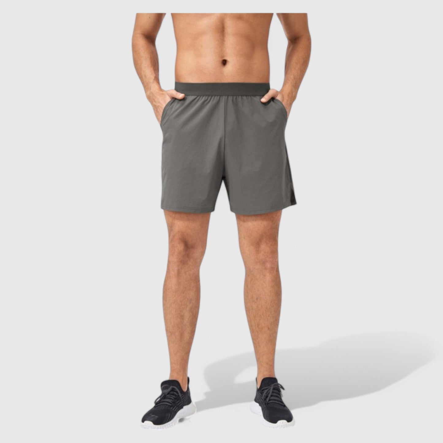Anna-Kaci Active Men's Solid Color Pull-On Athletic Shorts with Elastic Waistband Lightweight Quick Dry Fabric