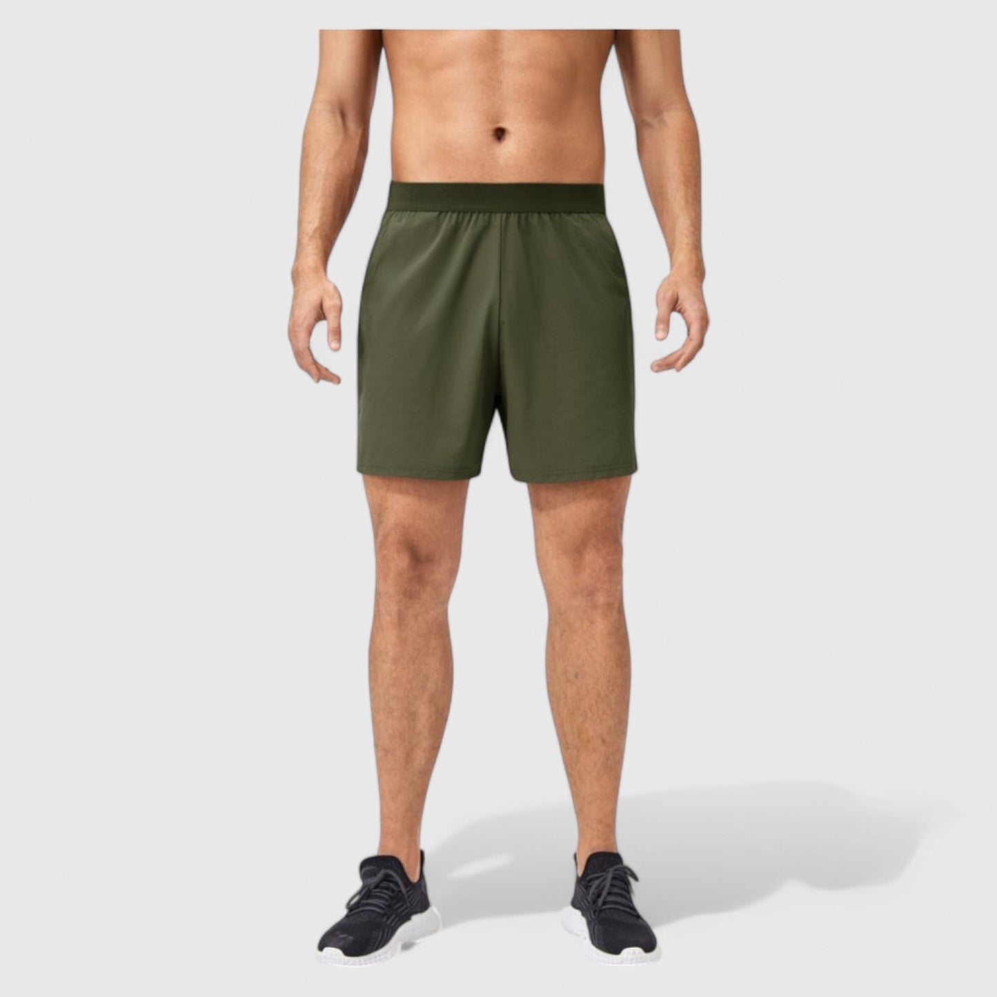Anna-Kaci Active Men's Solid Color Pull-On Athletic Shorts with Elastic Waistband Lightweight Quick Dry Fabric