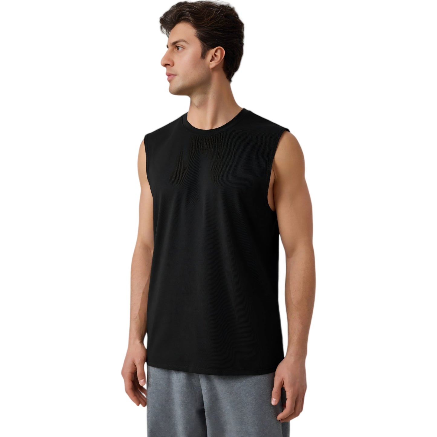 Anna-Kaci Active Men's Sleeveless Crew Neck Ribbed Tank Top with Relaxed Fit and Stretch Fabric