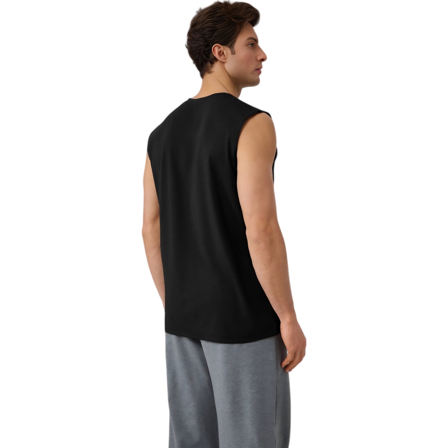 Anna-Kaci Active Men's Sleeveless Crew Neck Ribbed Tank Top with Relaxed Fit and Stretch Fabric