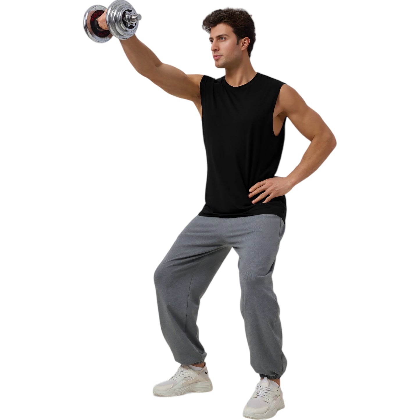 Anna-Kaci Active Men's Sleeveless Crew Neck Ribbed Tank Top with Relaxed Fit and Stretch Fabric