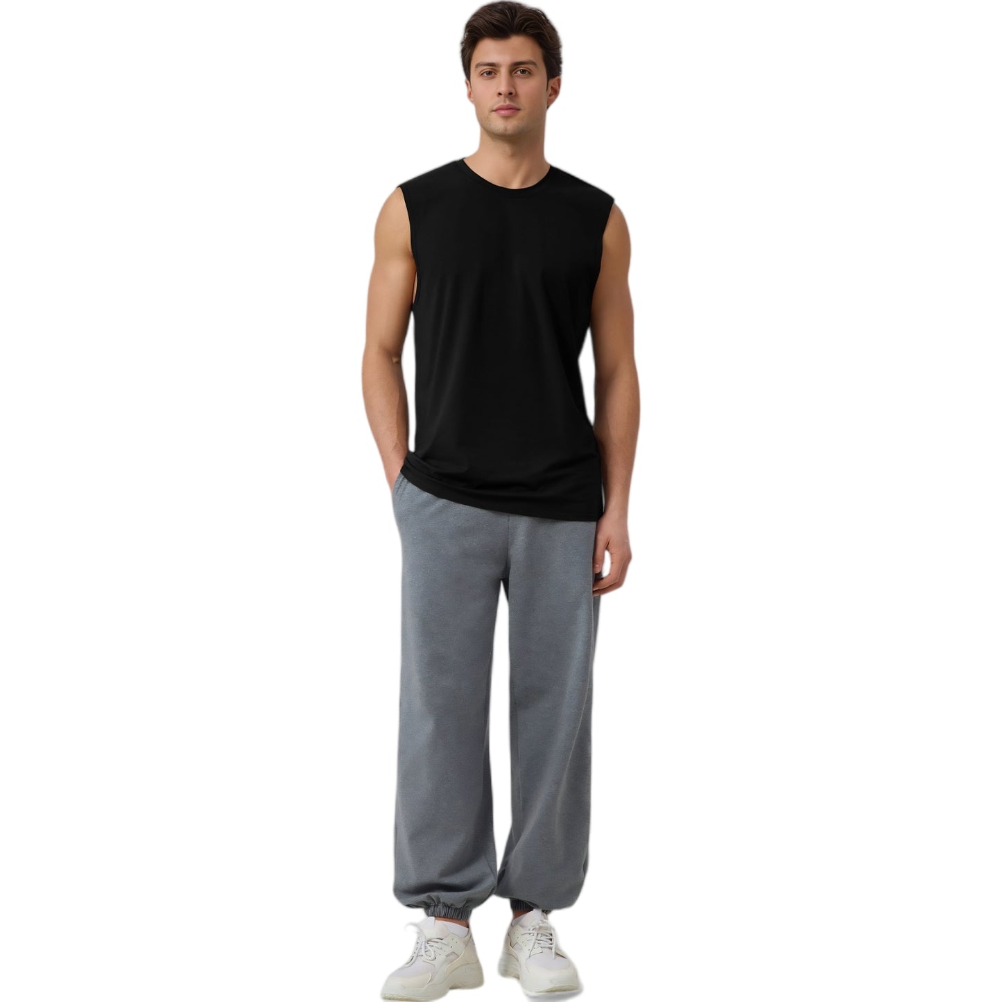 Anna-Kaci Active Men's Sleeveless Crew Neck Ribbed Tank Top with Relaxed Fit and Stretch Fabric