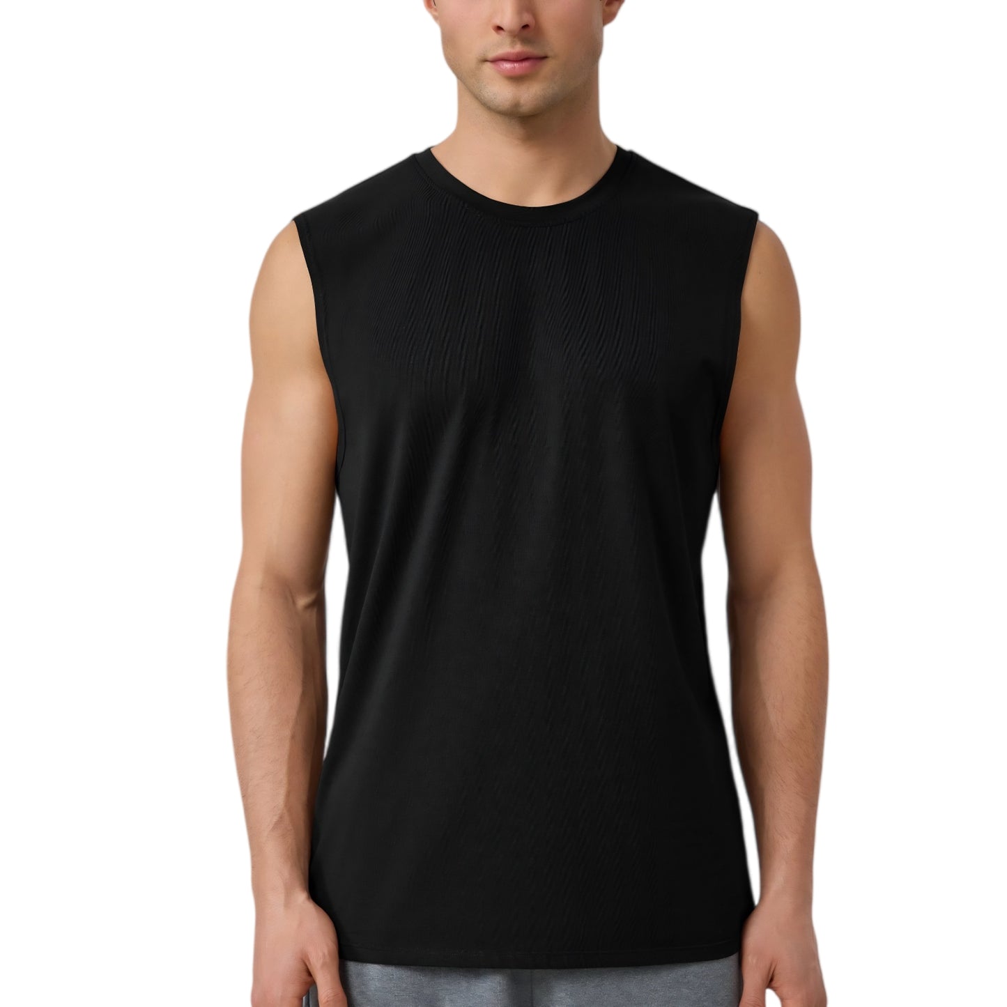 Anna-Kaci Active Men's Sleeveless Crew Neck Ribbed Tank Top with Relaxed Fit and Stretch Fabric